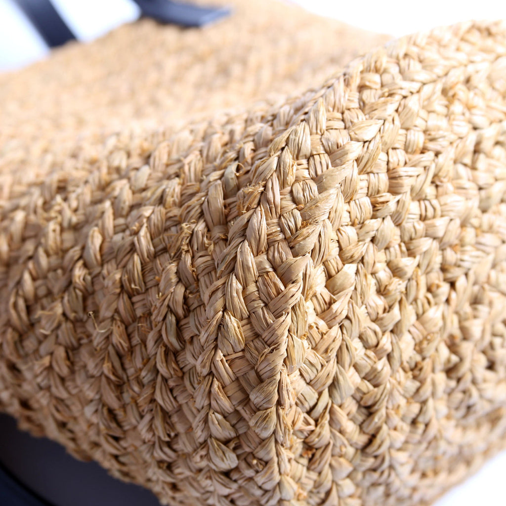 Raffia Panier Tote Small Black/Brown
