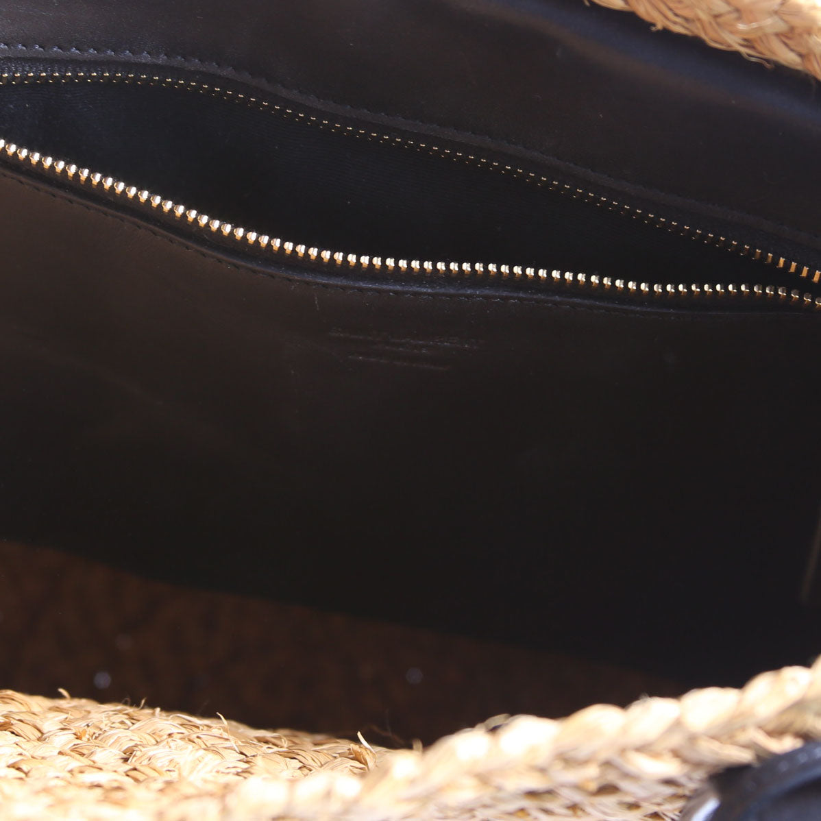 Raffia Panier Tote Small Black/Brown