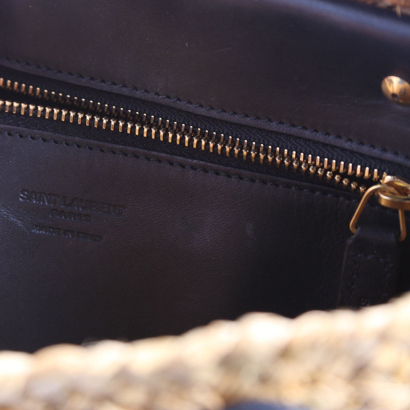 Raffia Panier Tote Small Black/Brown