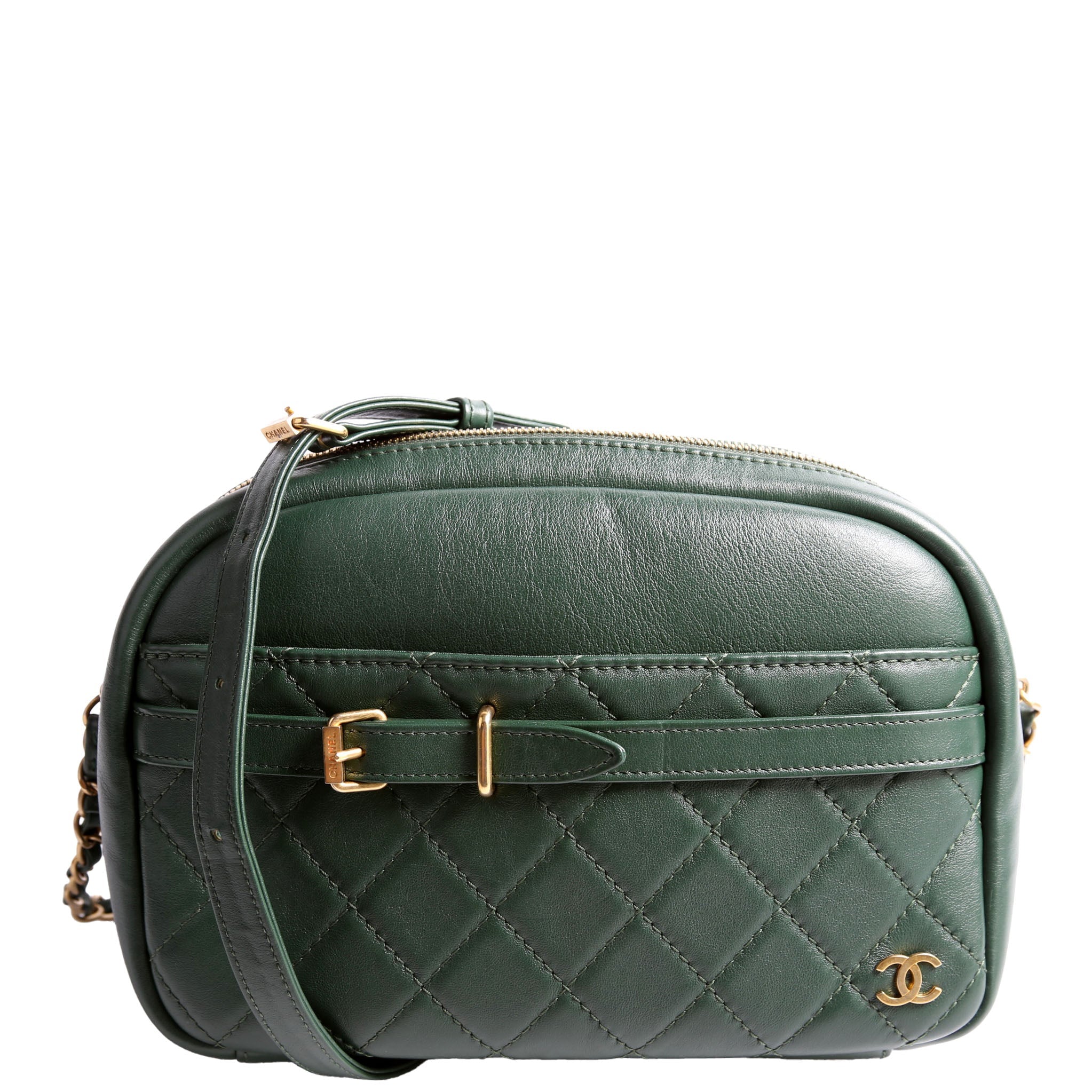Buckle Camera Quilted Lambskin 26M Green