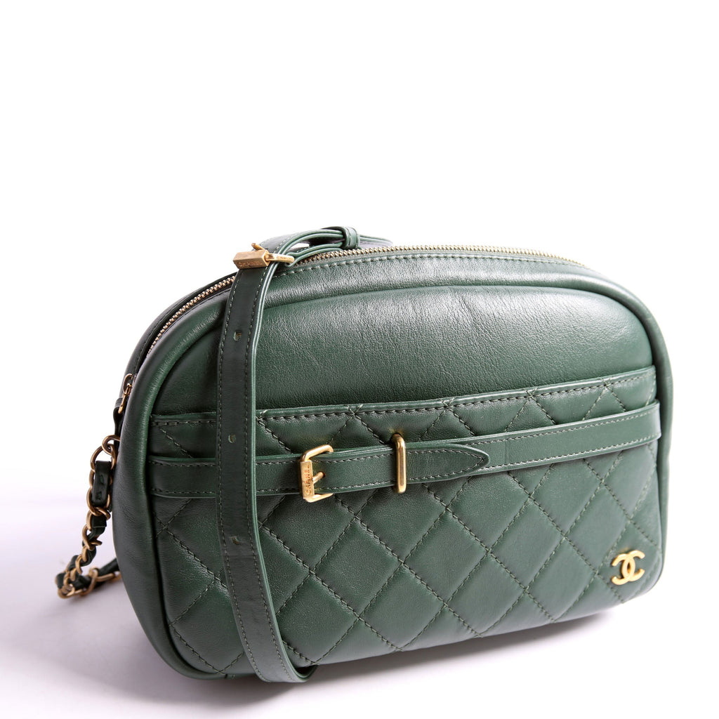 Buckle Camera Quilted Lambskin 26M Green