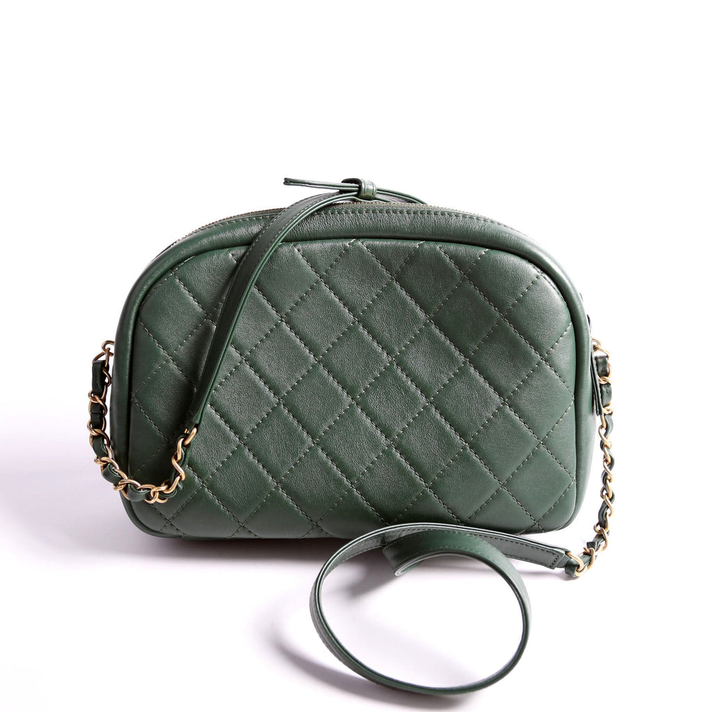 Buckle Camera Quilted Lambskin 26M Green