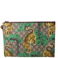 451473 GG Supreme Bengal Wristlet Green/Yellow