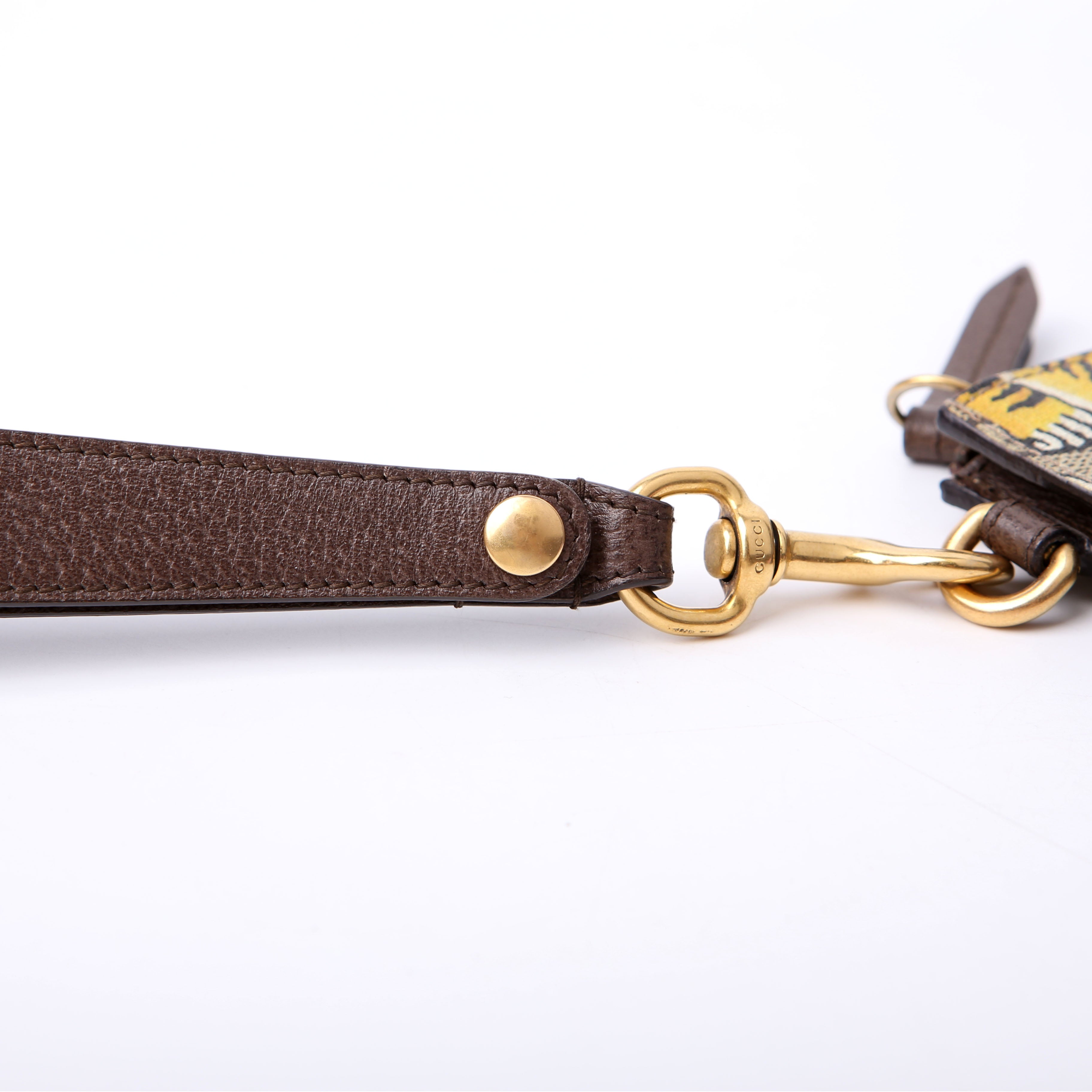 451473 GG Supreme Bengal Wristlet Green/Yellow