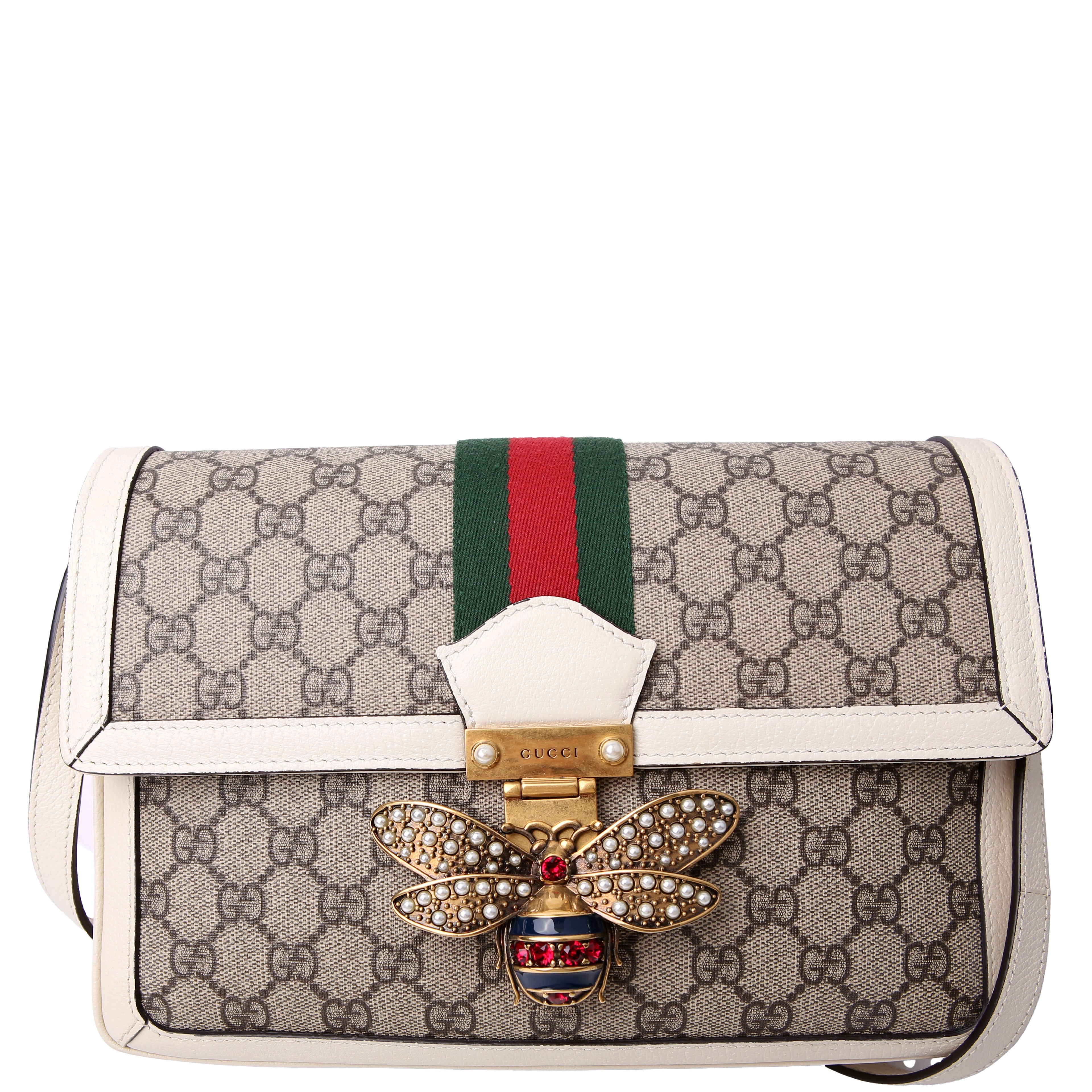 Gucci 524356 GG Supreme Queen Margaret Medium Shoulder Bag White