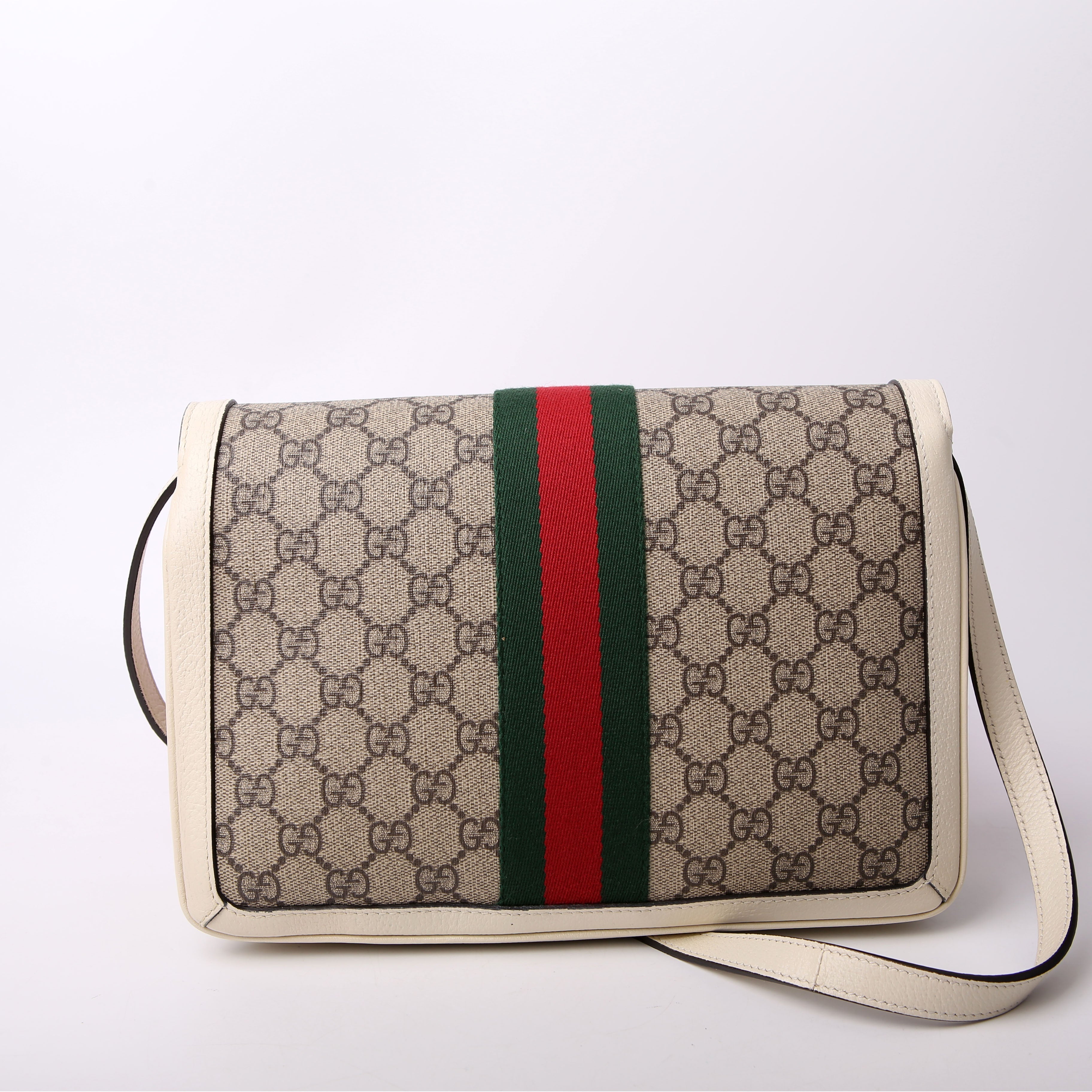 Gucci 524356 GG Supreme Queen Margaret Medium Shoulder Bag White