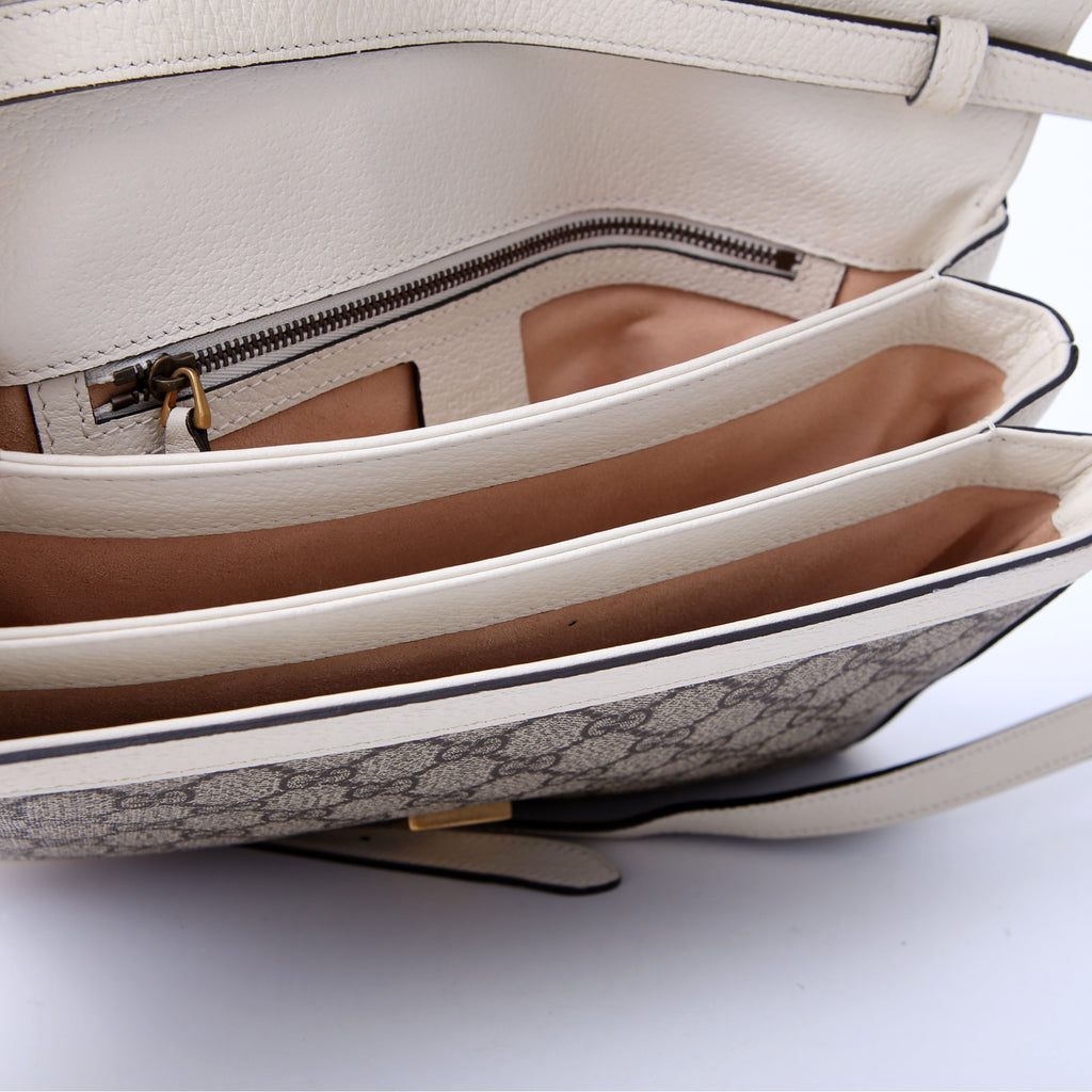 Gucci 524356 GG Supreme Queen Margaret Medium Shoulder Bag White
