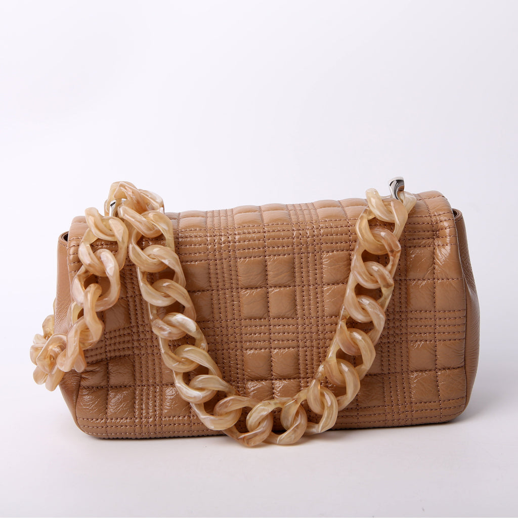 Lola Quilted Shoulder Small Tan