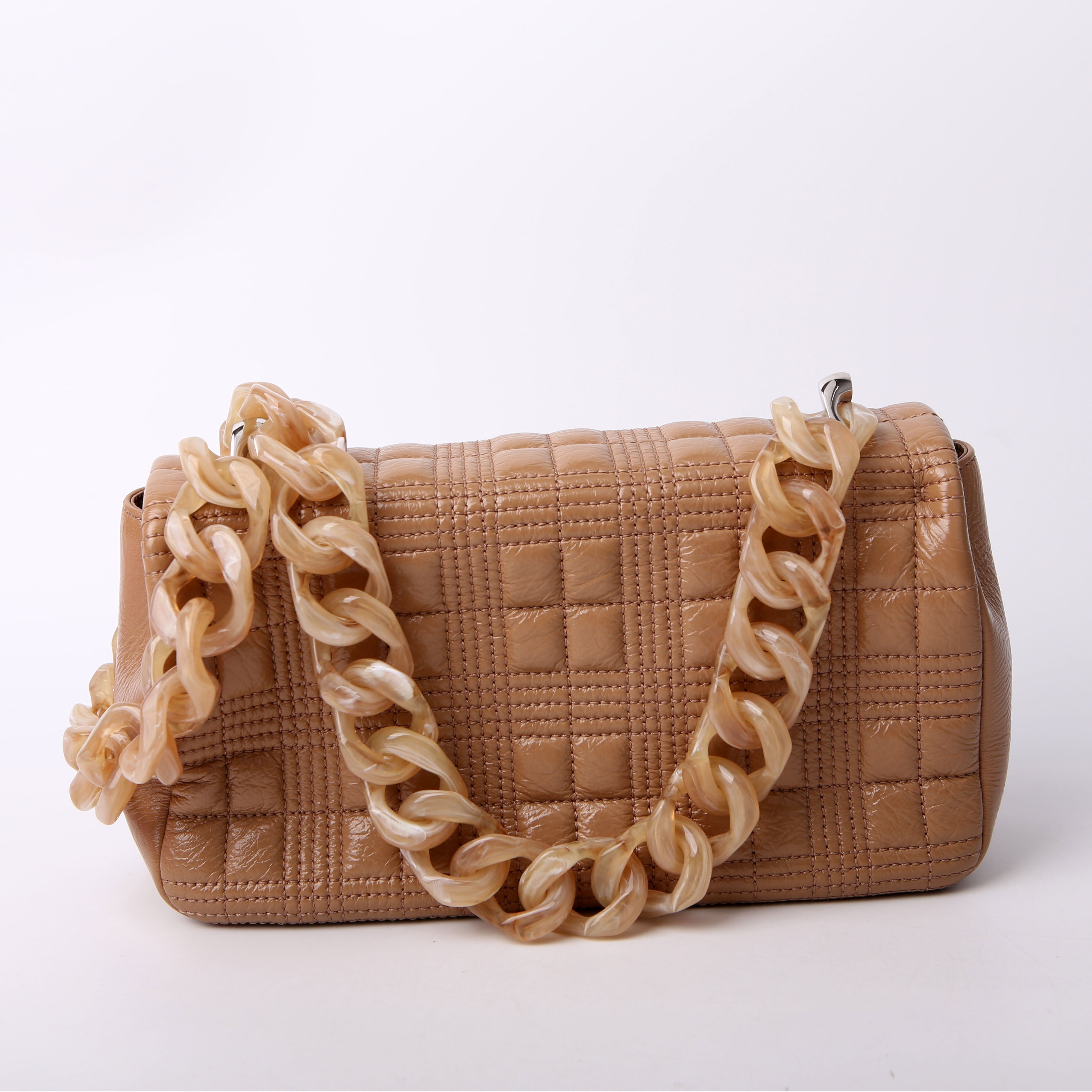 Lola Quilted Shoulder Small Tan