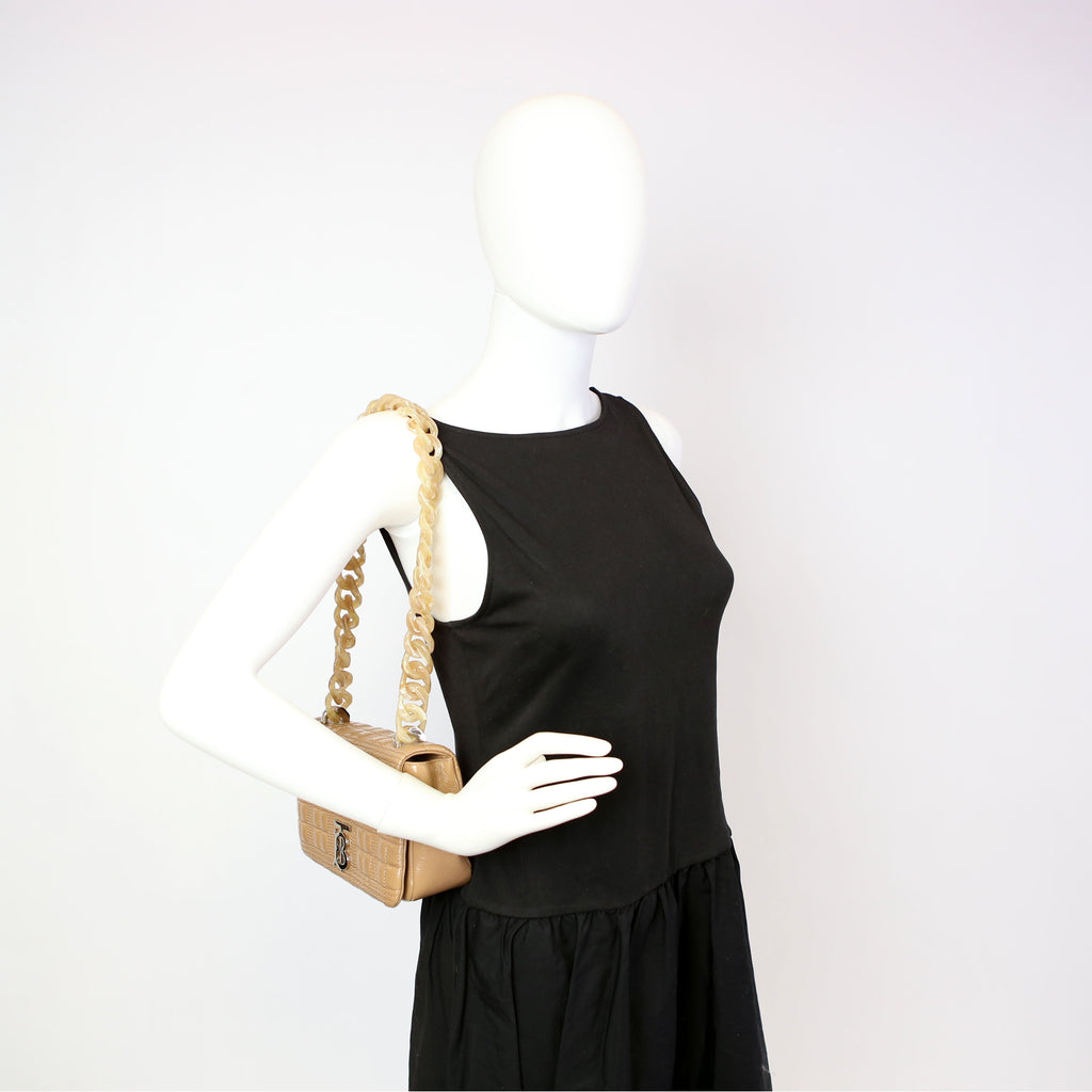 Lola Quilted Shoulder Small Tan