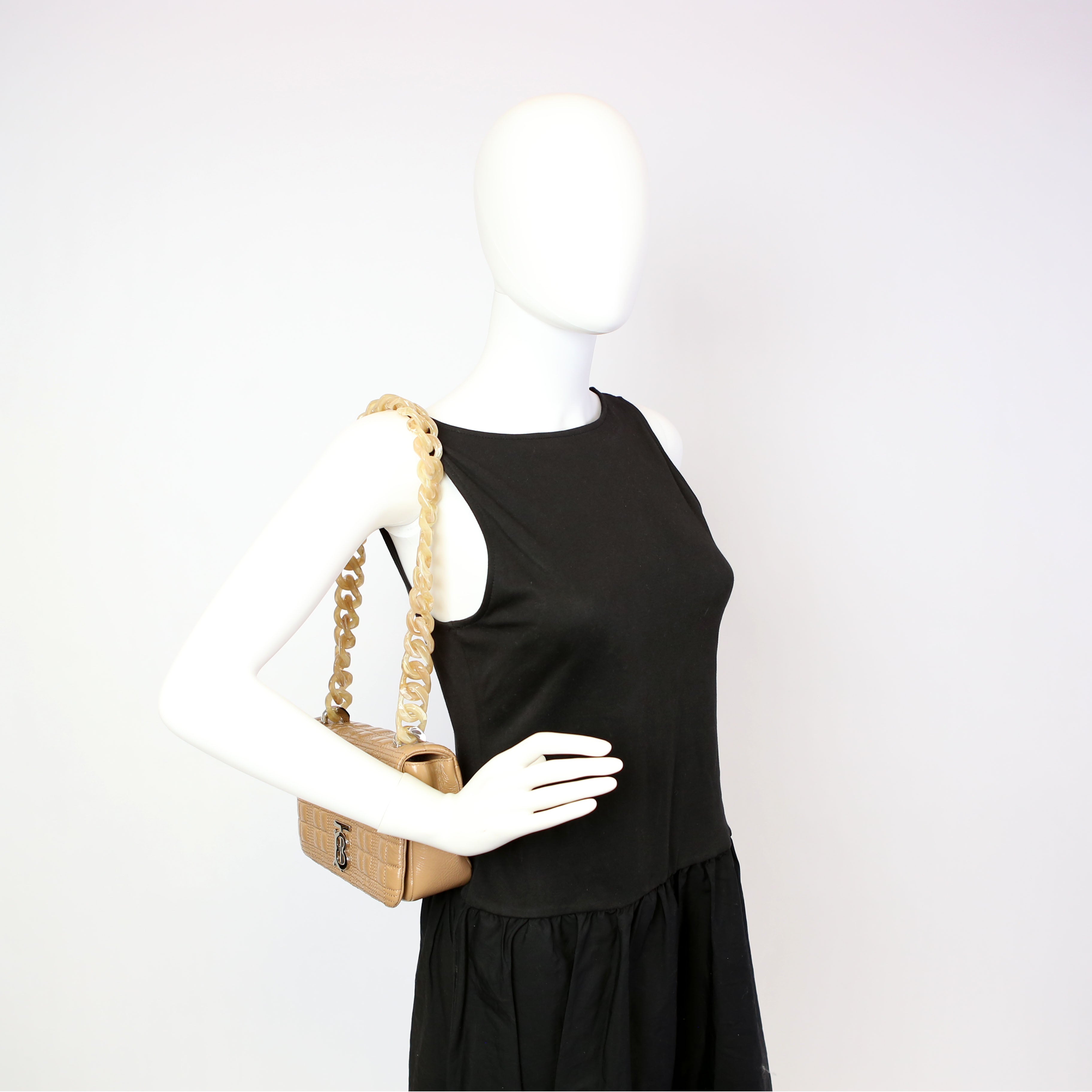 Lola Quilted Shoulder Small Tan
