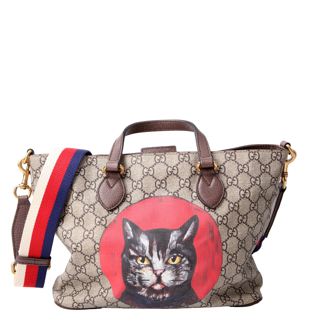 473887 GG Supreme Small Tote Mystic Cat Brown/Red