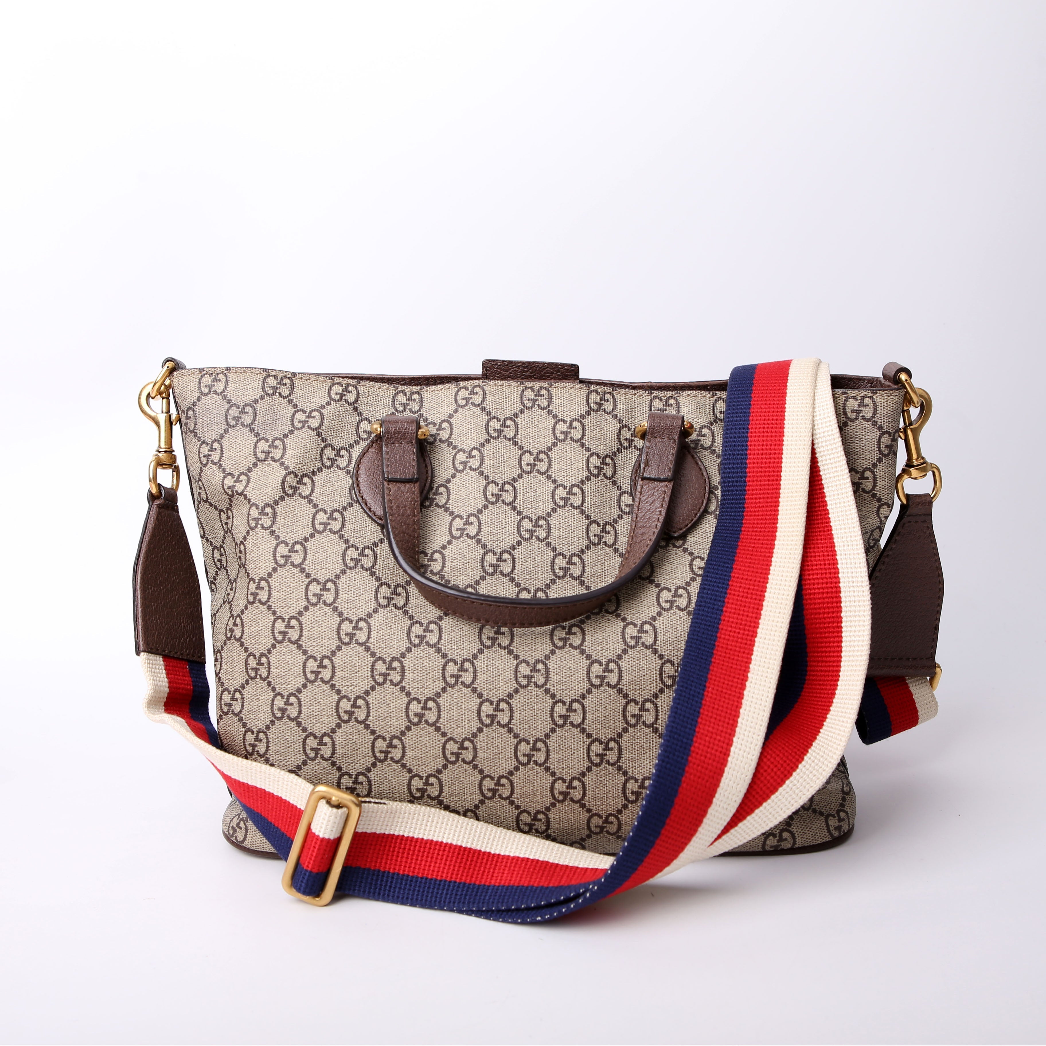 473887 GG Supreme Small Tote Mystic Cat Brown/Red