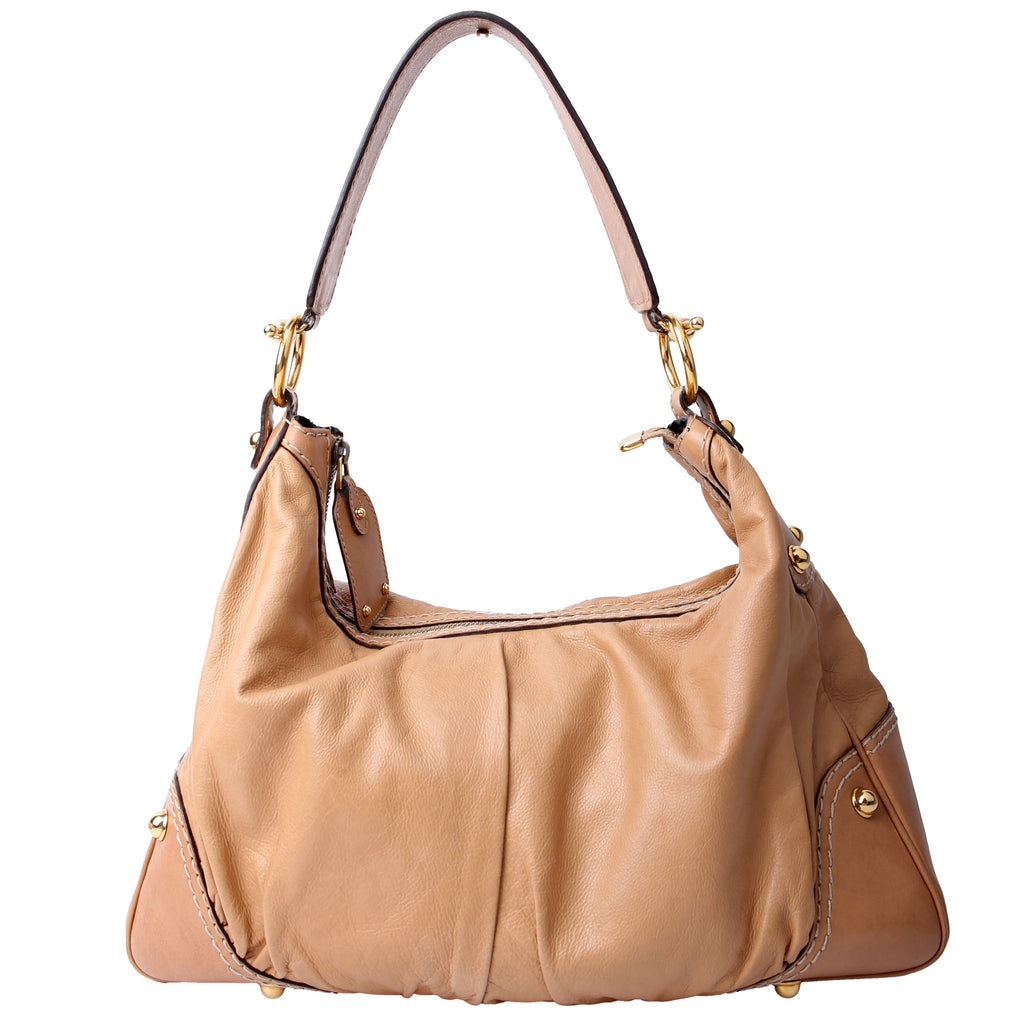 Gucci 211966 Calfskin Jockey Hobo Large Tan