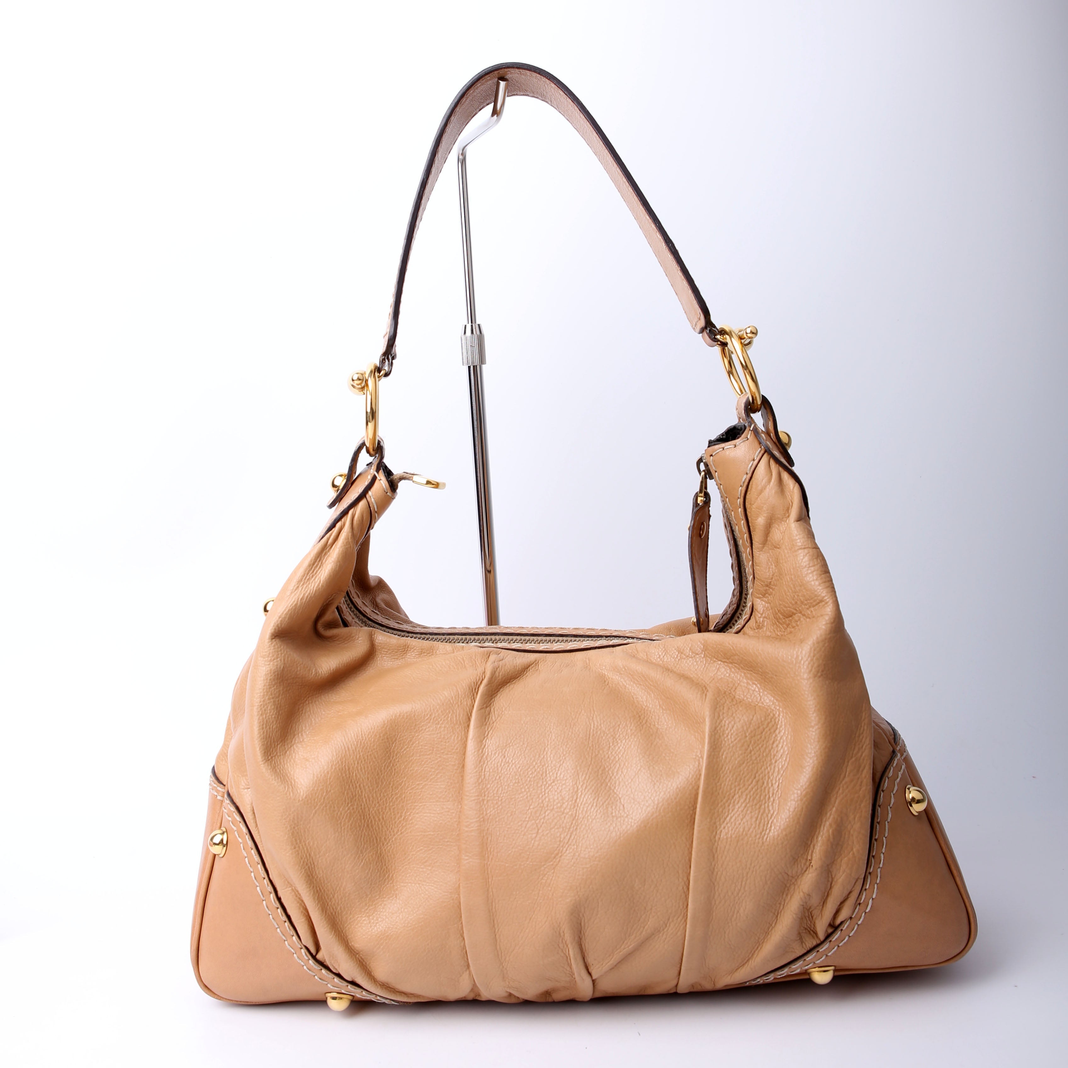 Gucci 211966 Calfskin Jockey Hobo Large Tan