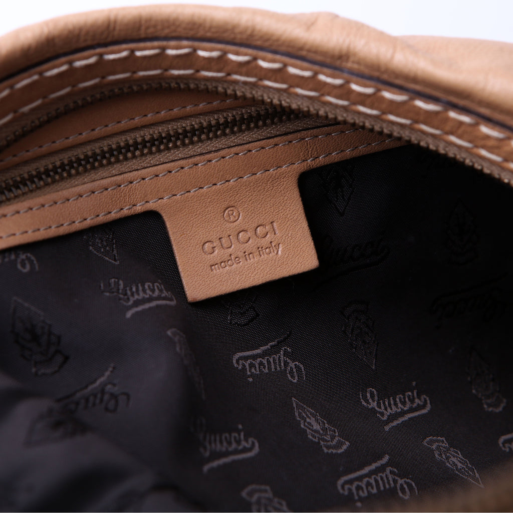 Gucci 211966 Calfskin Jockey Hobo Large Tan