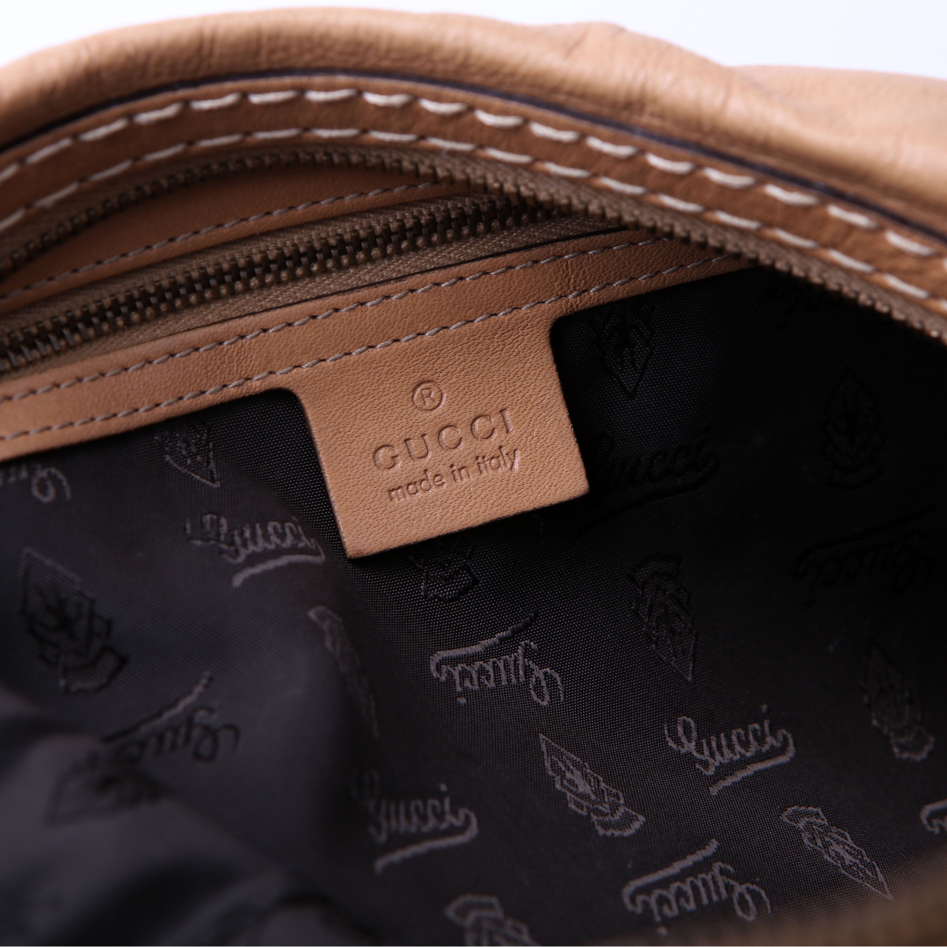 Gucci 211966 Calfskin Jockey Hobo Large Tan