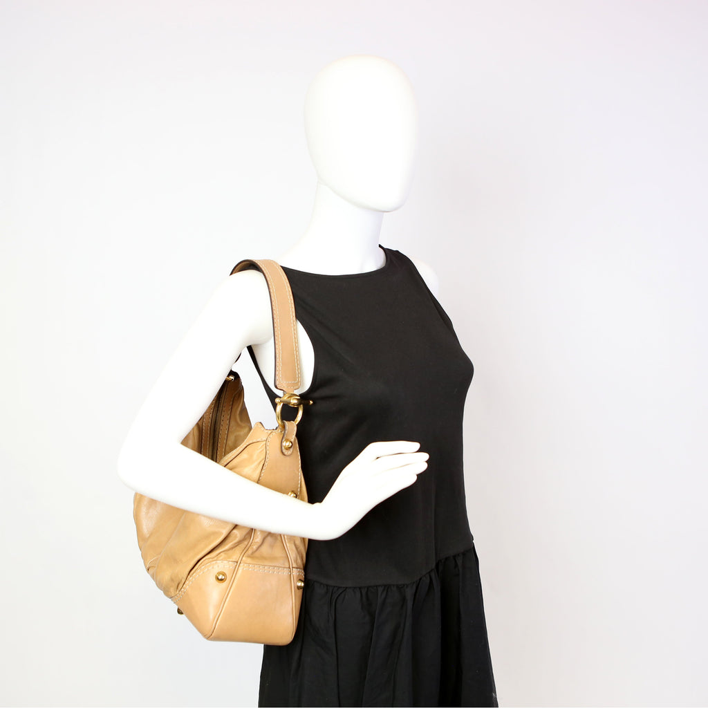 Gucci 211966 Calfskin Jockey Hobo Large Tan