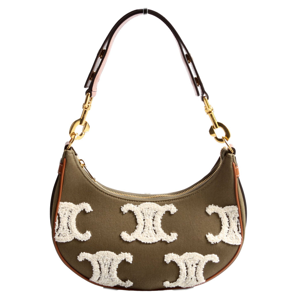 Ava Medium Canvas Bouclette Green/Brown/White