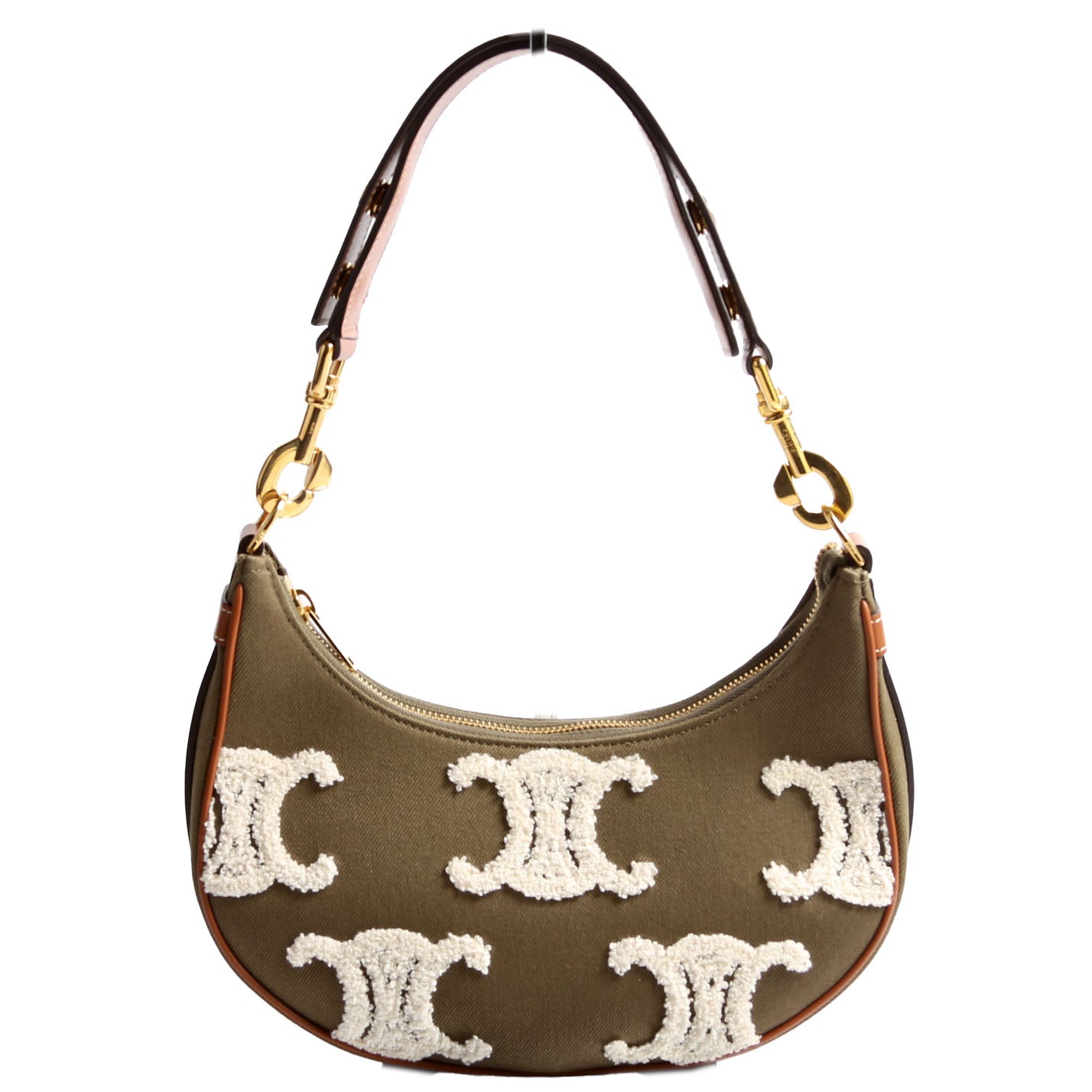 Ava Medium Canvas Bouclette Green/Brown/White