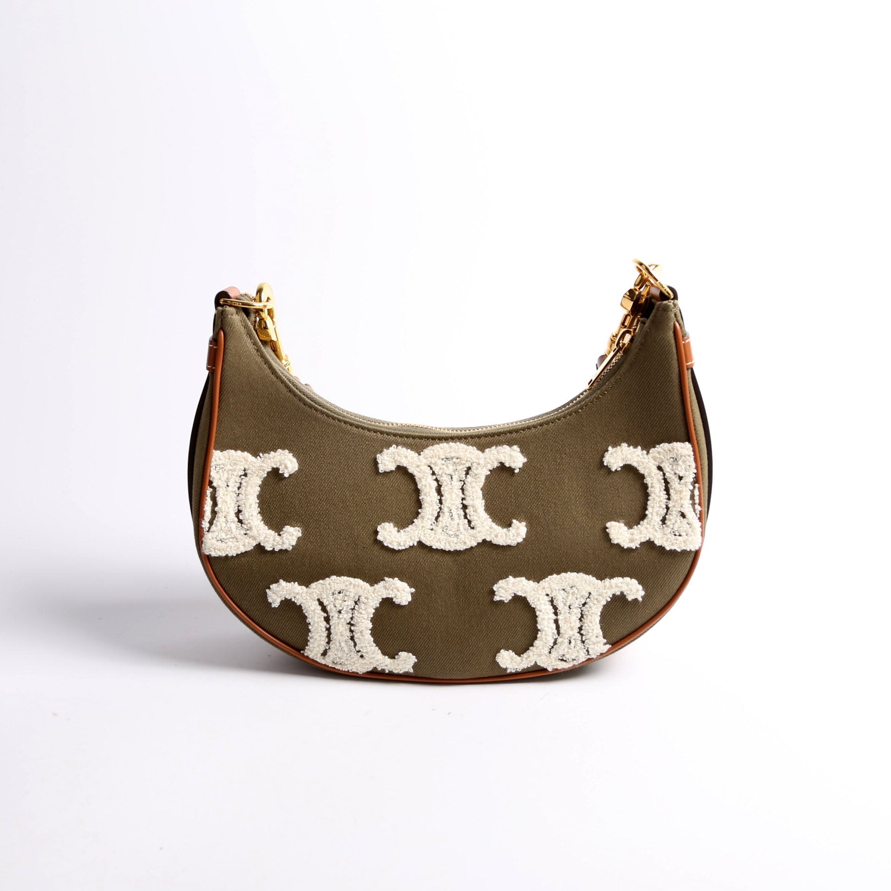 Ava Medium Canvas Bouclette Green/Brown/White