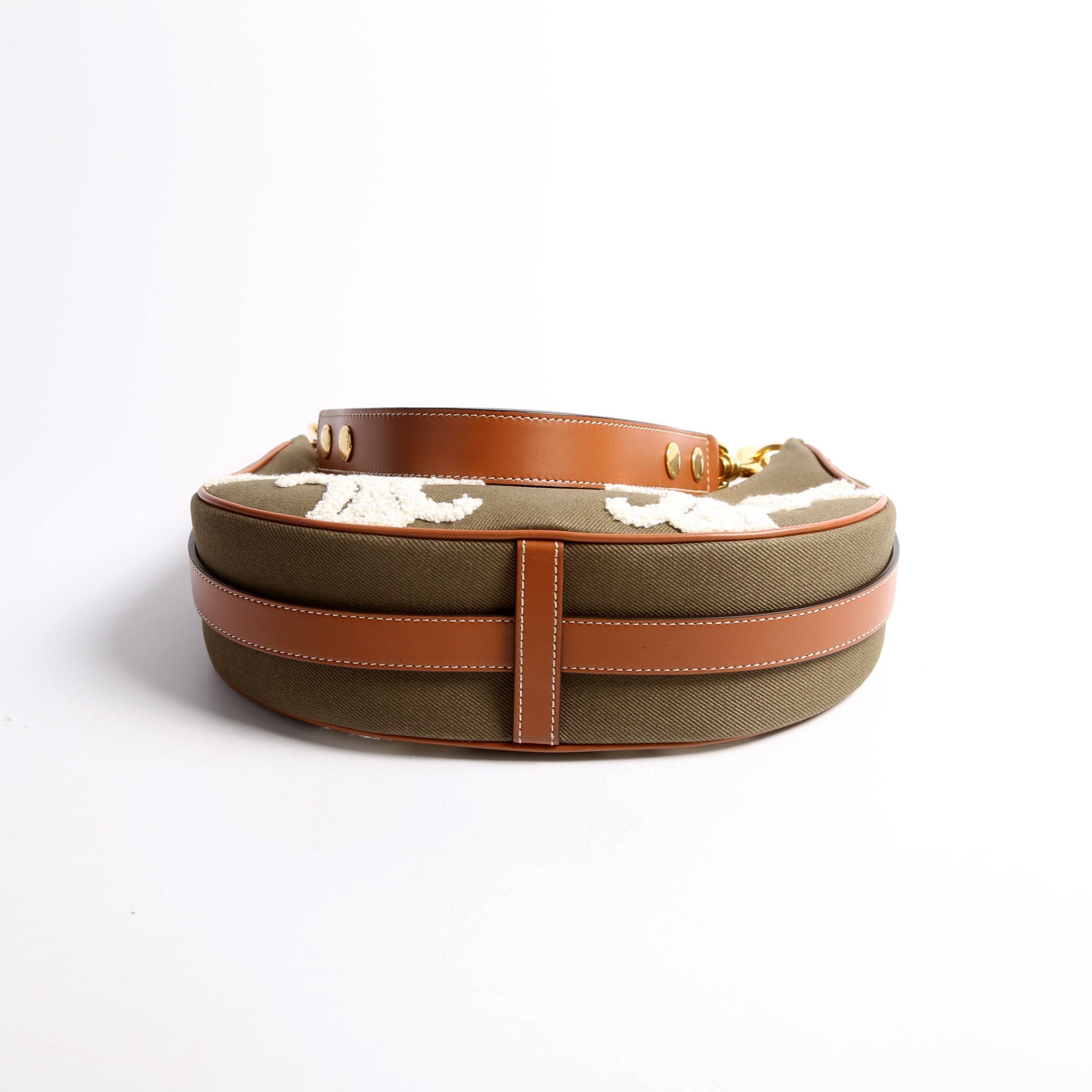 Ava Medium Canvas Bouclette Green/Brown/White