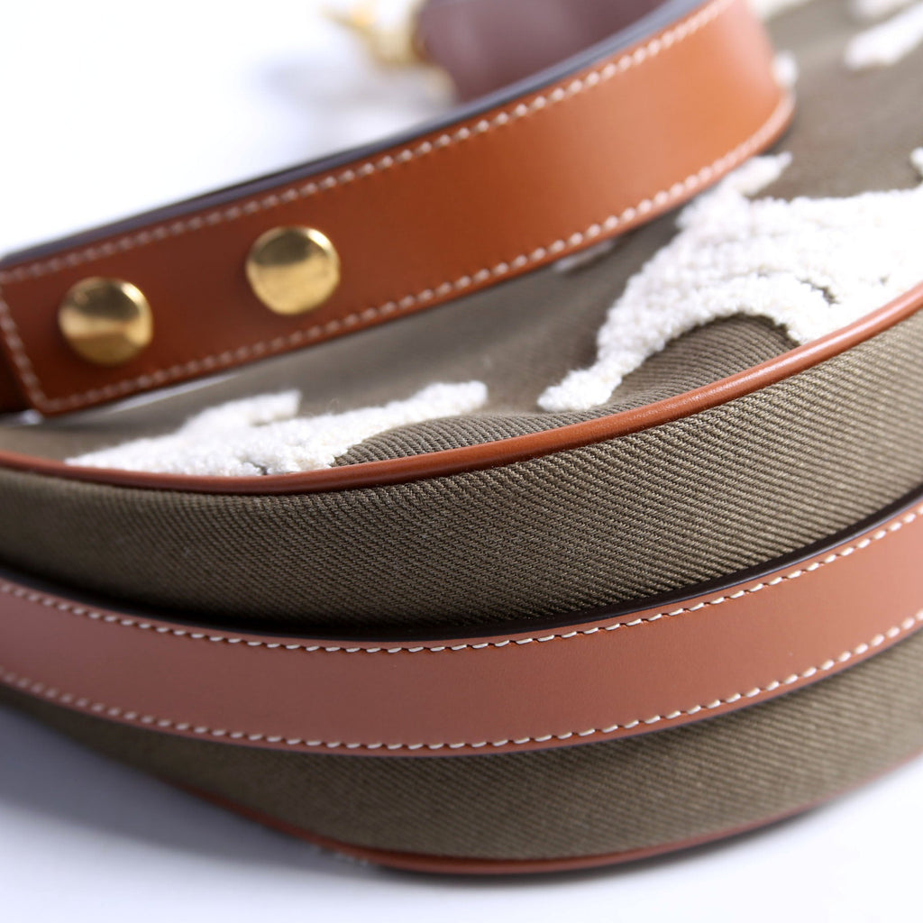 Ava Medium Canvas Bouclette Green/Brown/White