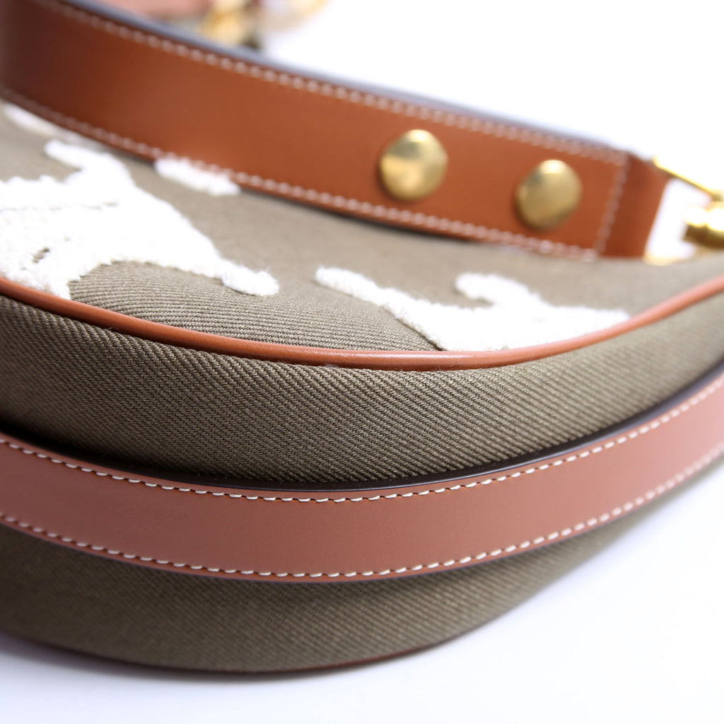 Ava Medium Canvas Bouclette Green/Brown/White