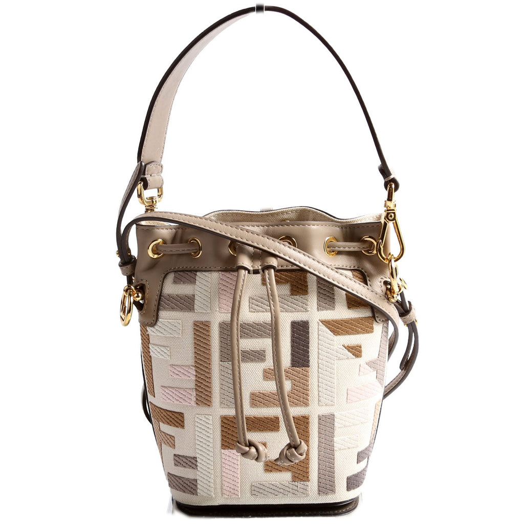 8BS010 Mon Tresor Mini Bucket Leather Canvas FF