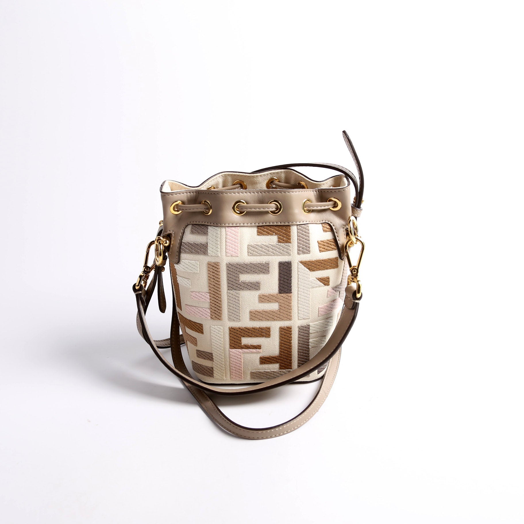 8BS010 Mon Tresor Mini Bucket Leather Canvas FF