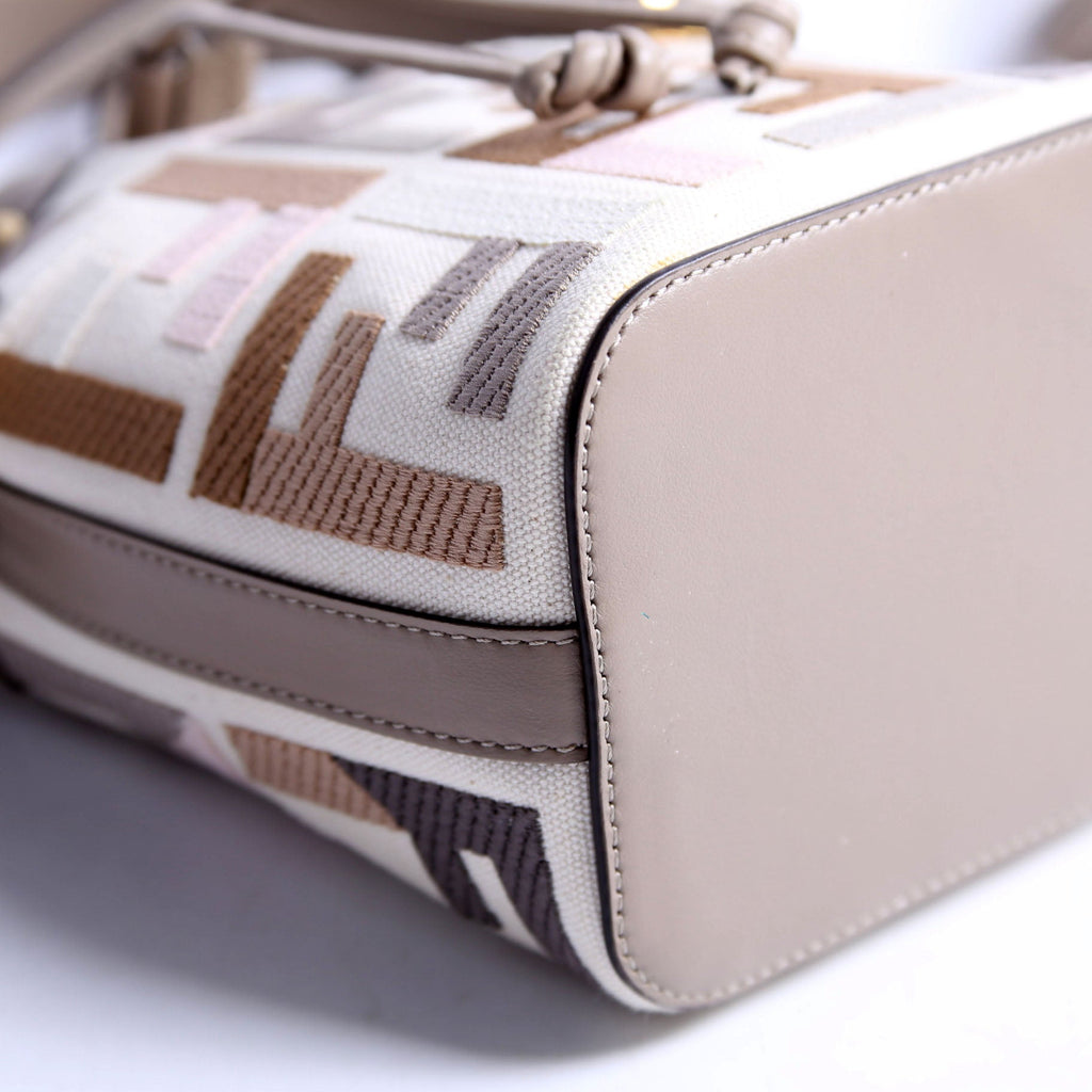 8BS010 Mon Tresor Mini Bucket Leather Canvas FF