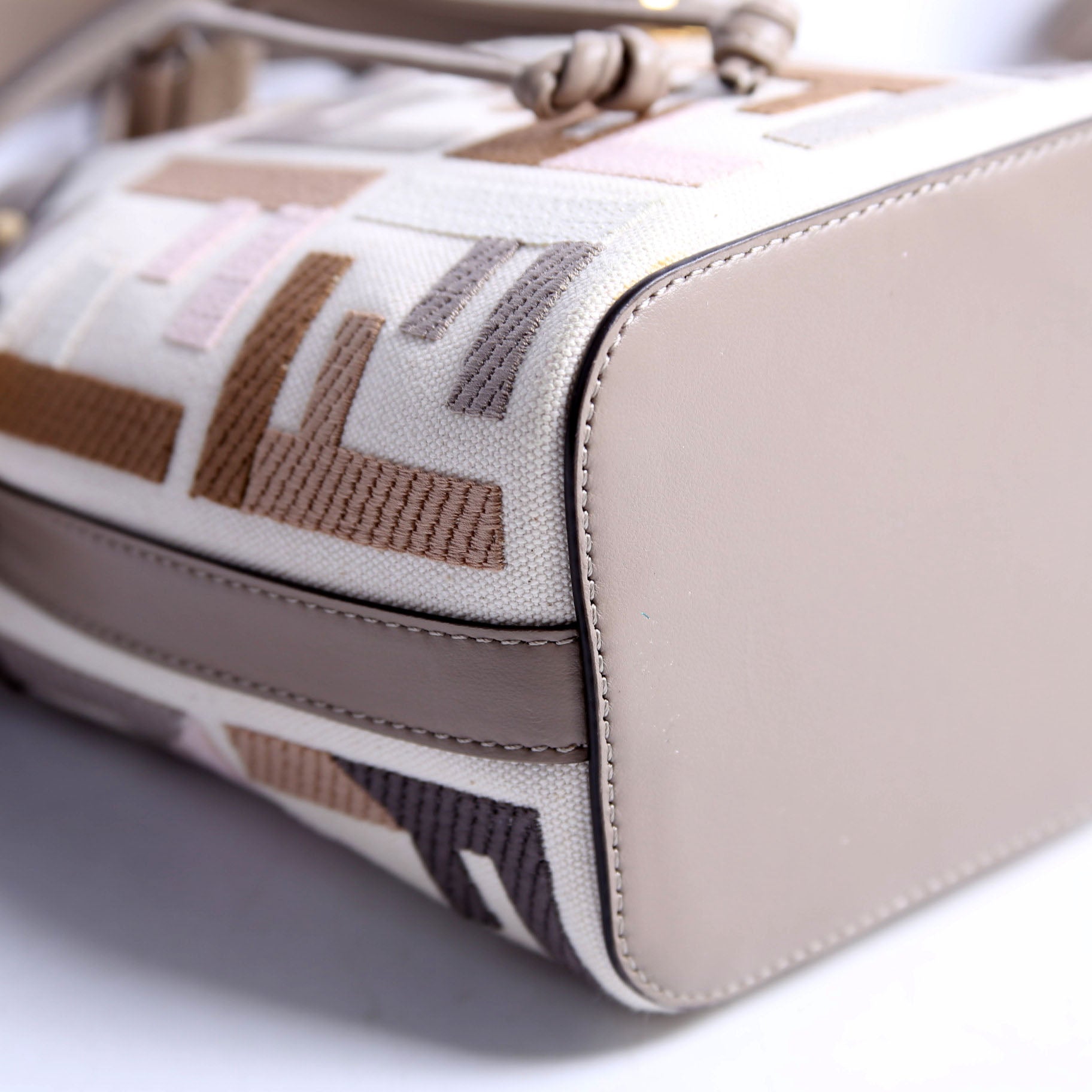 8BS010 Mon Tresor Mini Bucket Leather Canvas FF