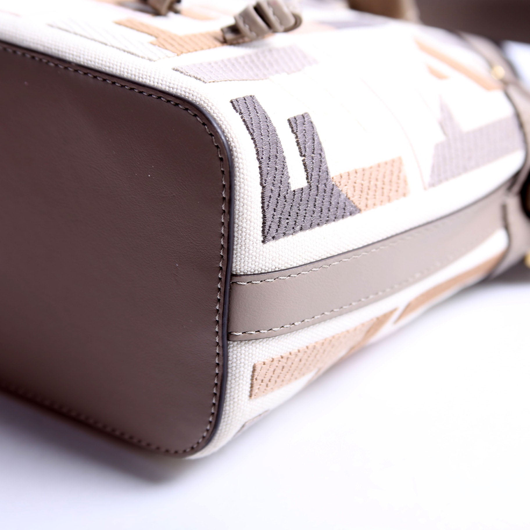 8BS010 Mon Tresor Mini Bucket Leather Canvas FF