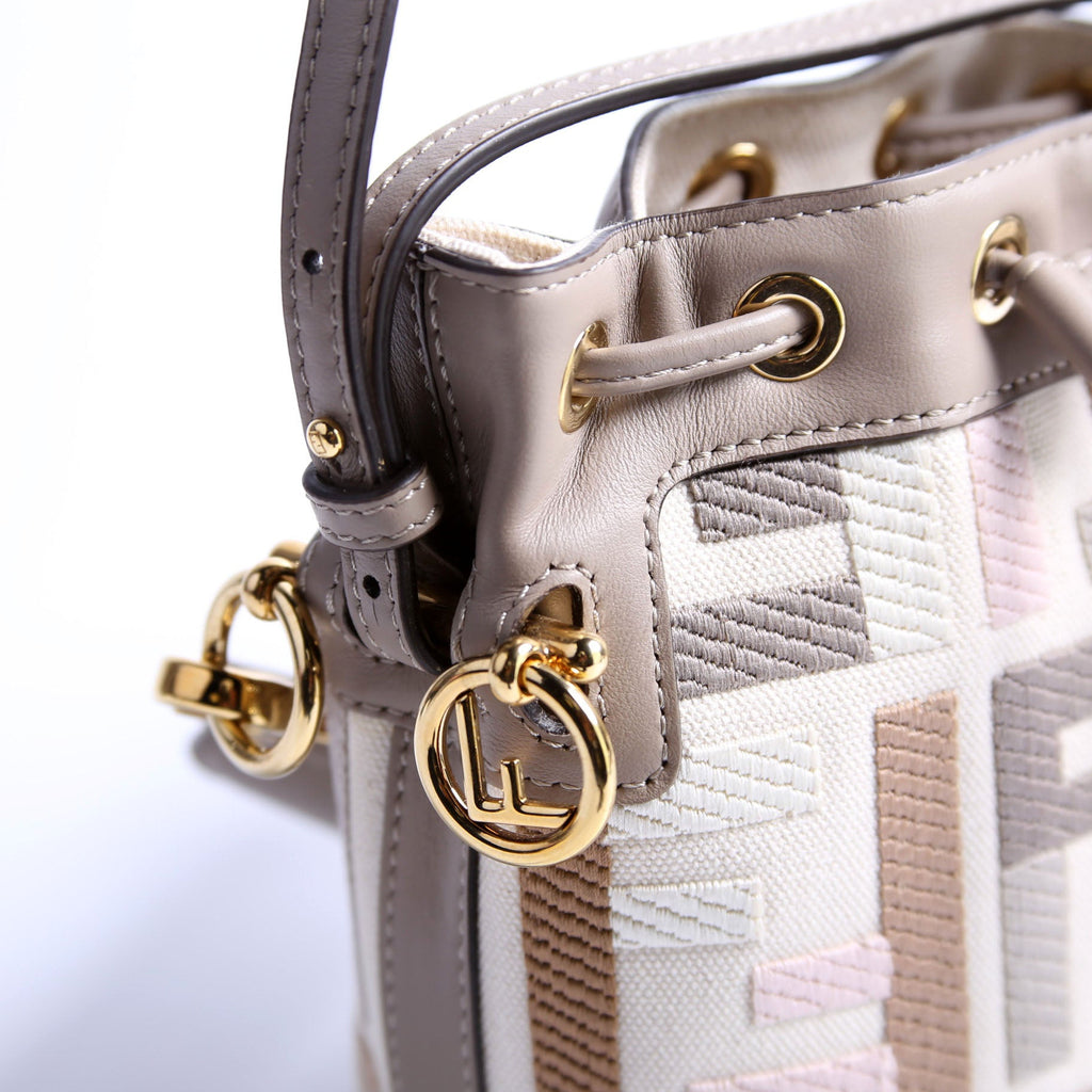 8BS010 Mon Tresor Mini Bucket Leather Canvas FF