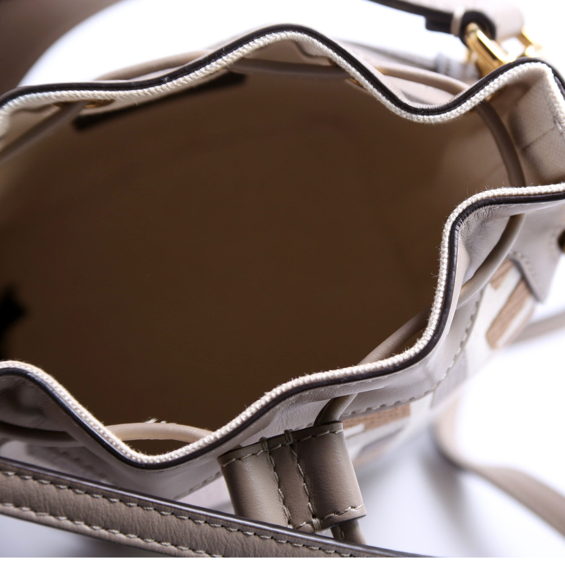 8BS010 Mon Tresor Mini Bucket Leather Canvas FF