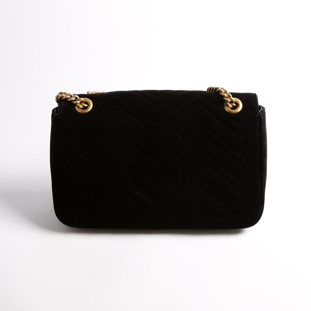 443496 Marmont Velvet Shoulder Medium Black