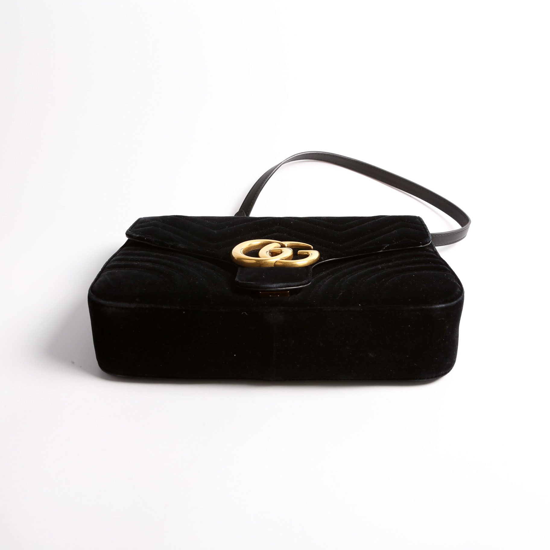 443496 Marmont Velvet Shoulder Medium Black