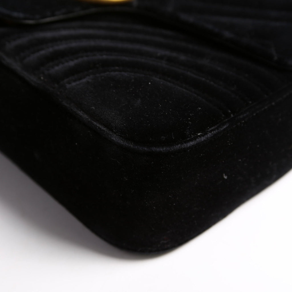 443496 Marmont Velvet Shoulder Medium Black