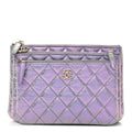 Iridescent Crumpled Calfskin Trio Cosmetic Case Purple
