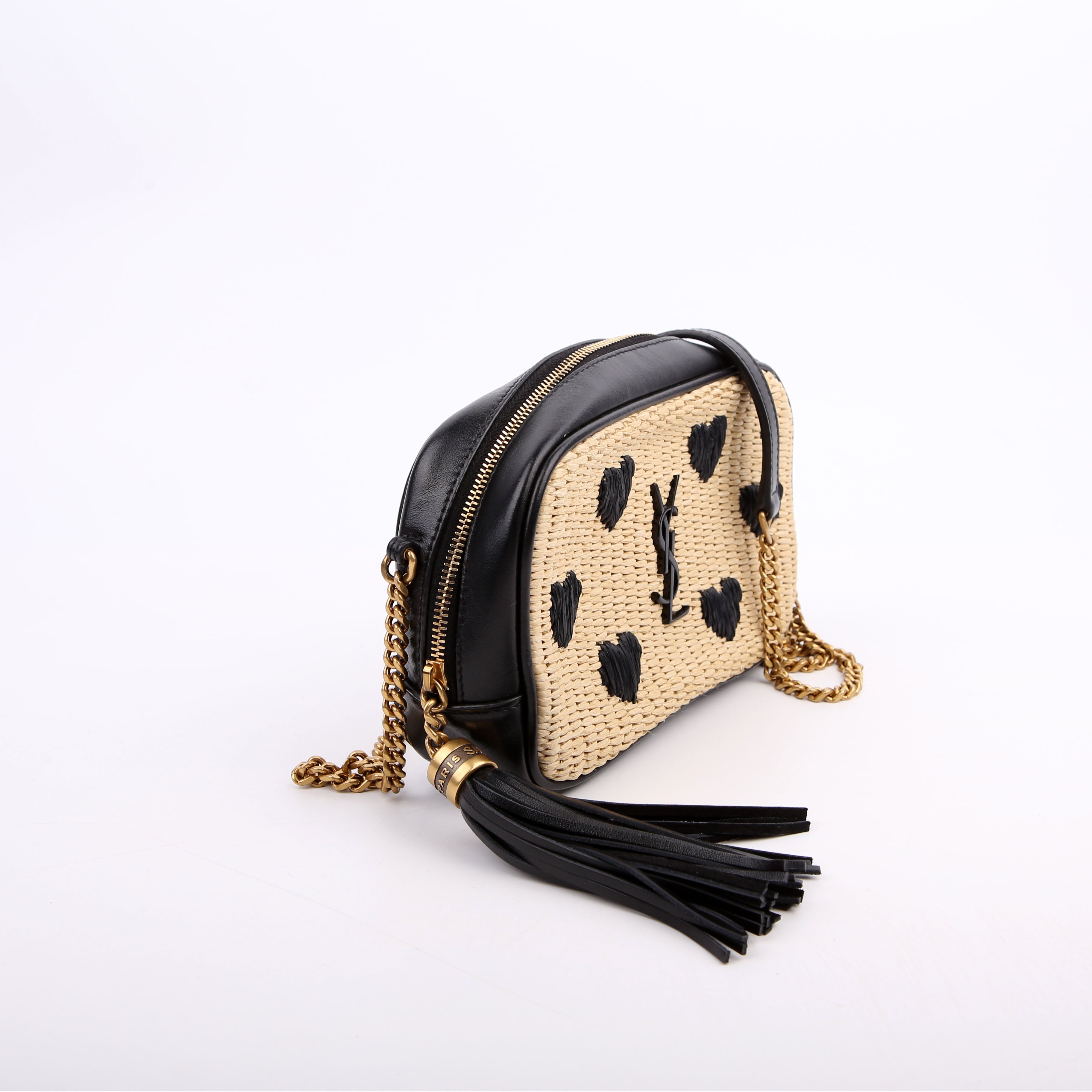 Lou Camera Bag Raffia Tan/Black