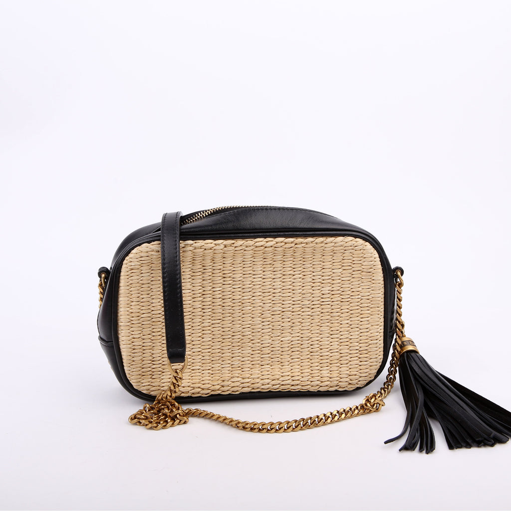 Lou Camera Bag Raffia Tan/Black
