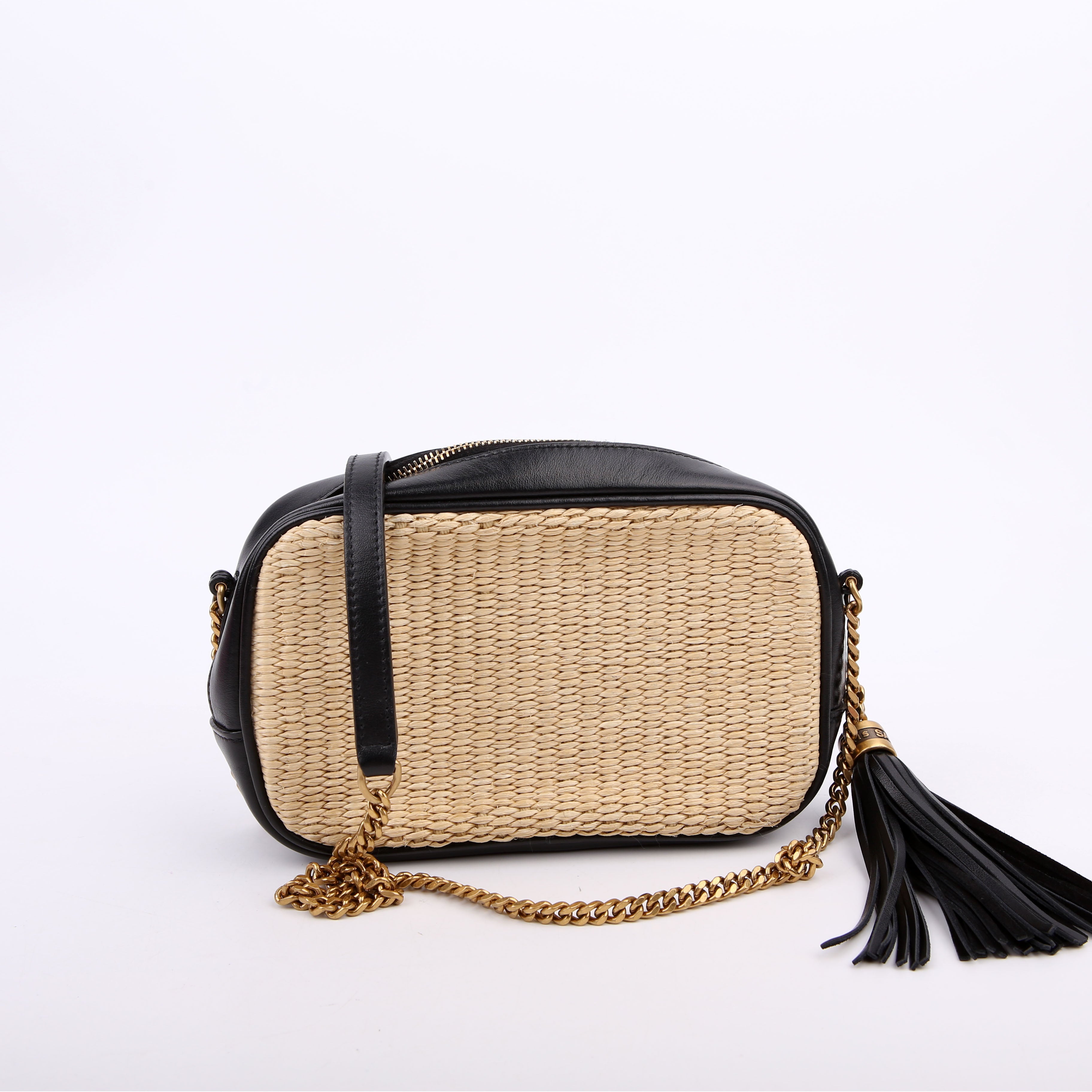 Lou Camera Bag Raffia Tan/Black