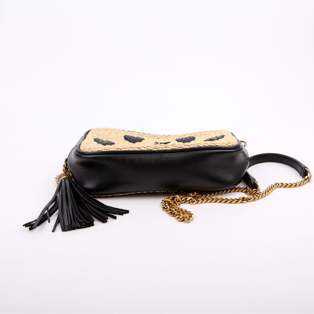 Lou Camera Bag Raffia Tan/Black
