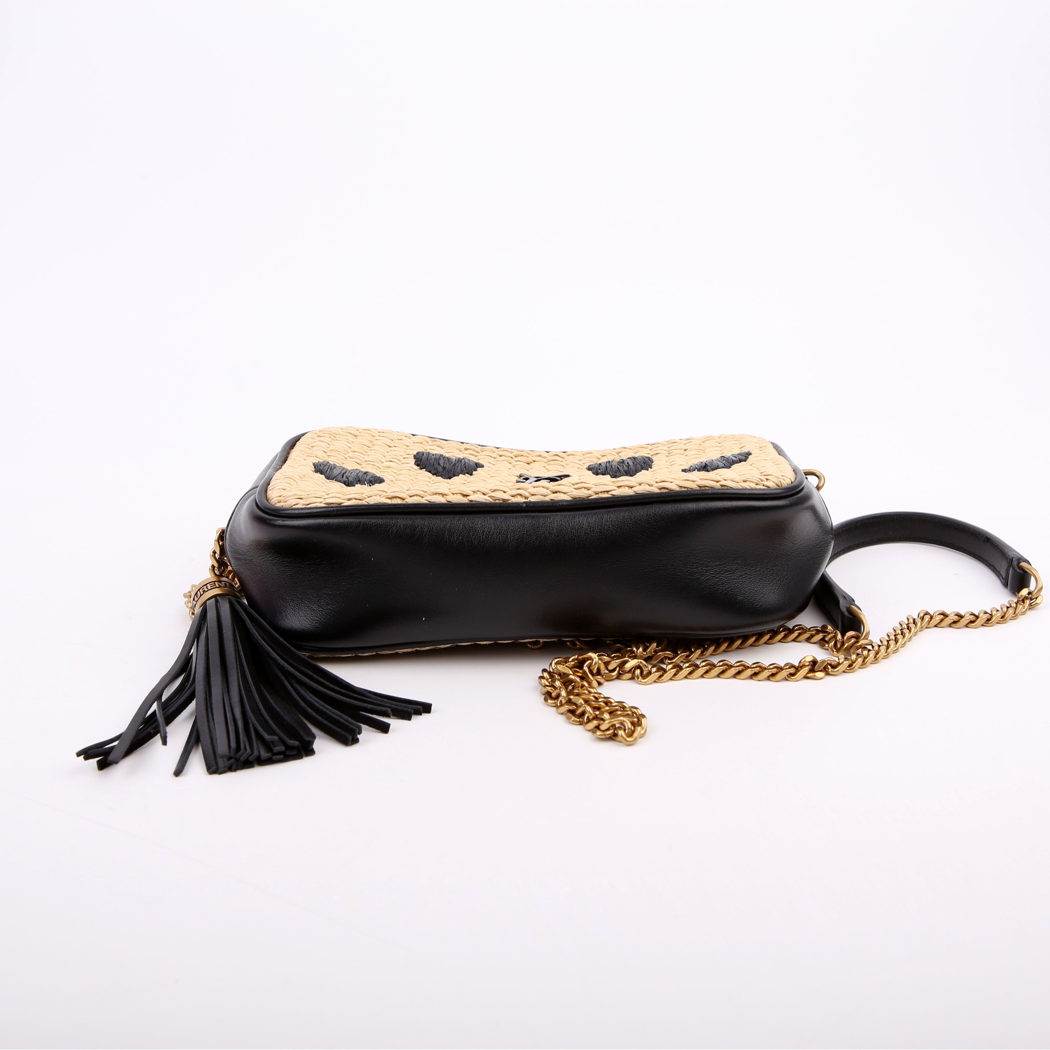 Lou Camera Bag Raffia Tan/Black