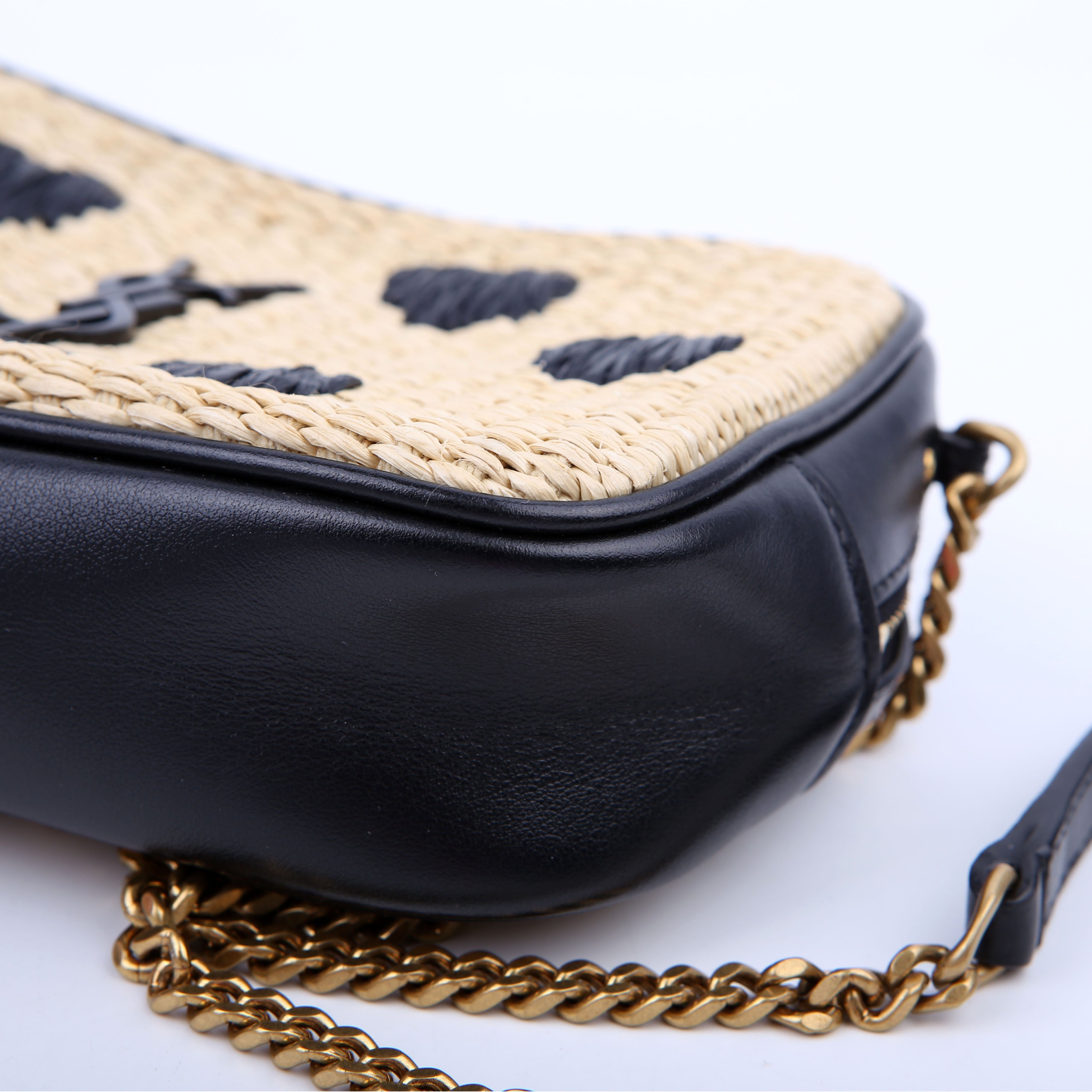 Lou Camera Bag Raffia Tan/Black
