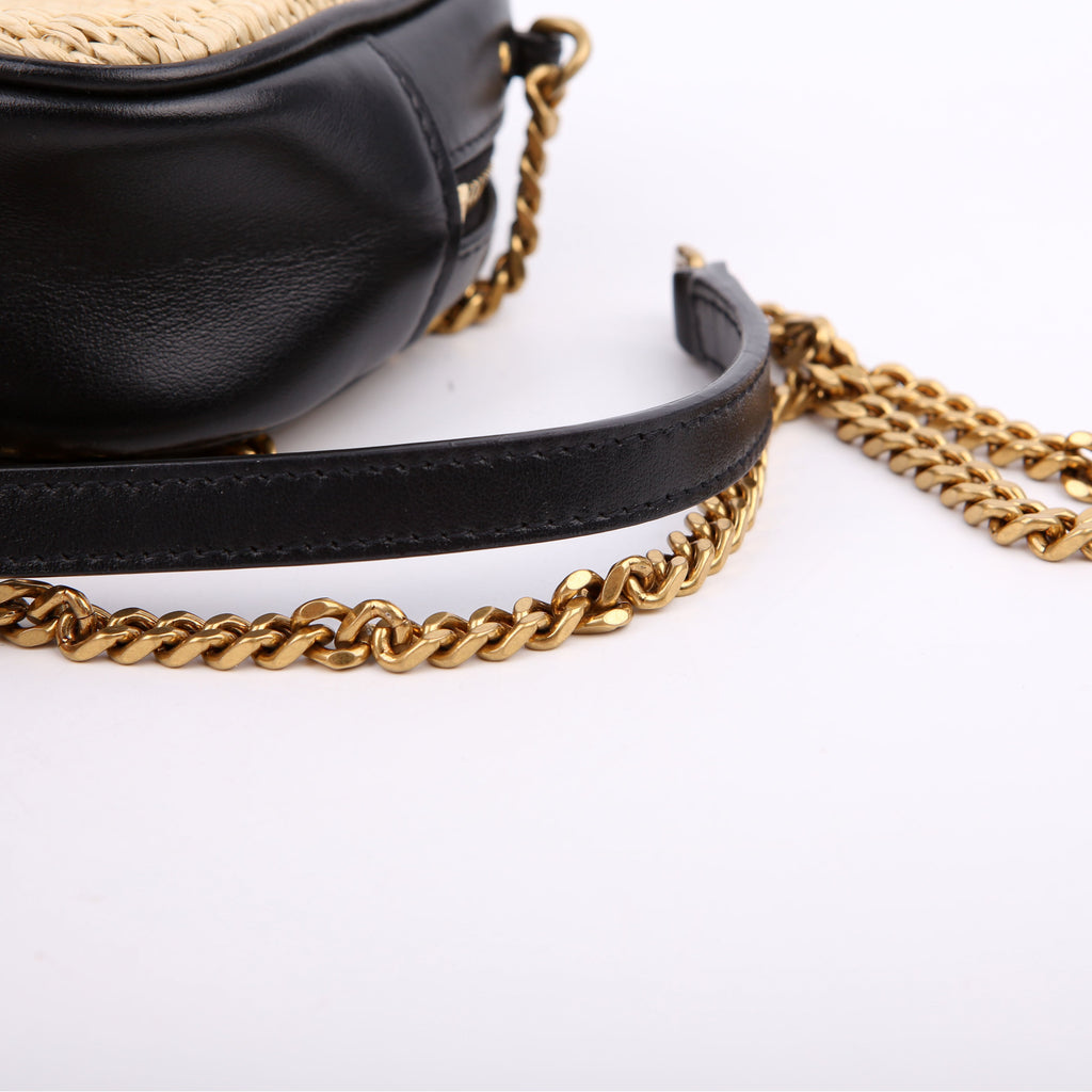 Lou Camera Bag Raffia Tan/Black