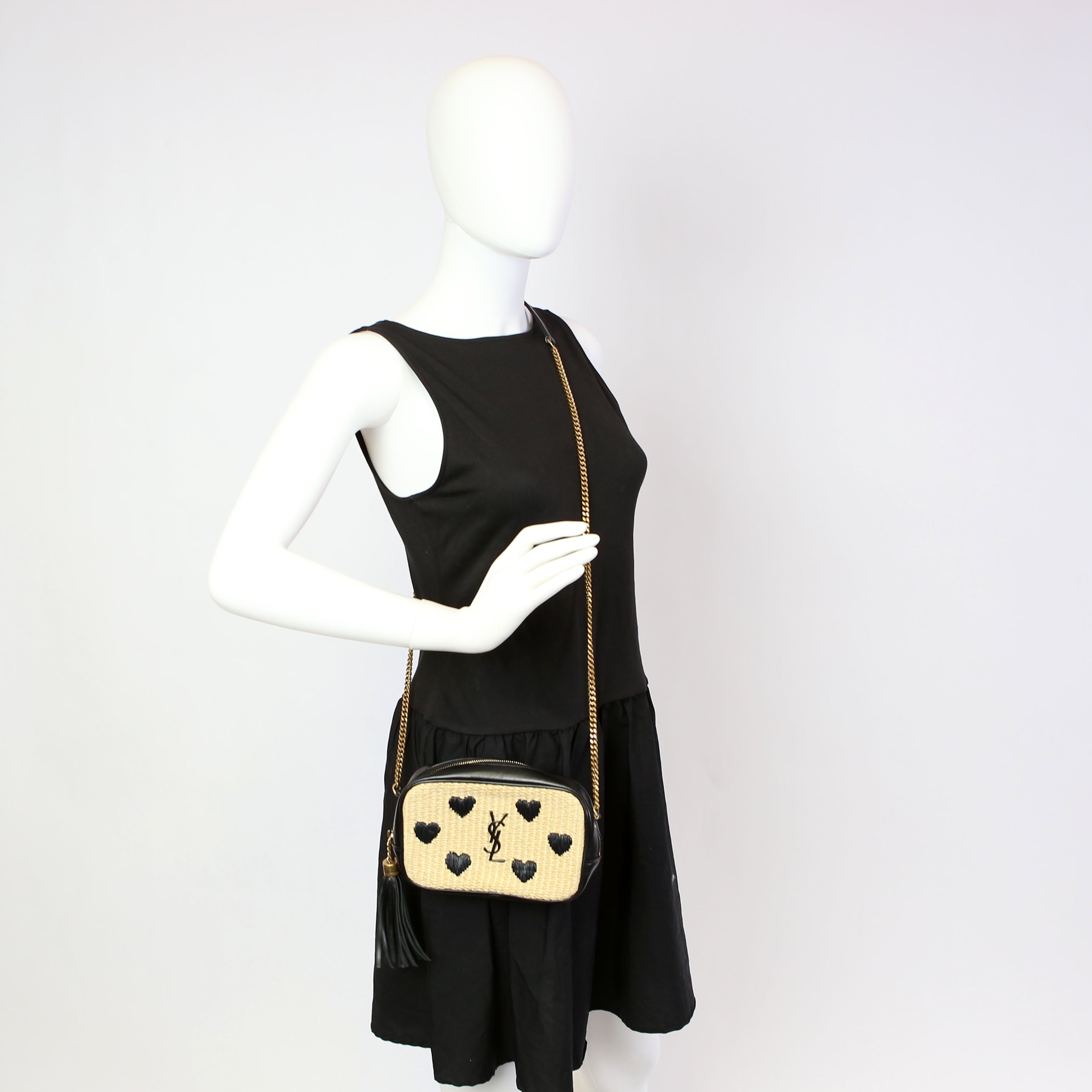 Lou Camera Bag Raffia Tan/Black