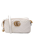 447632 Marmont Small Leather Camera White/Gold