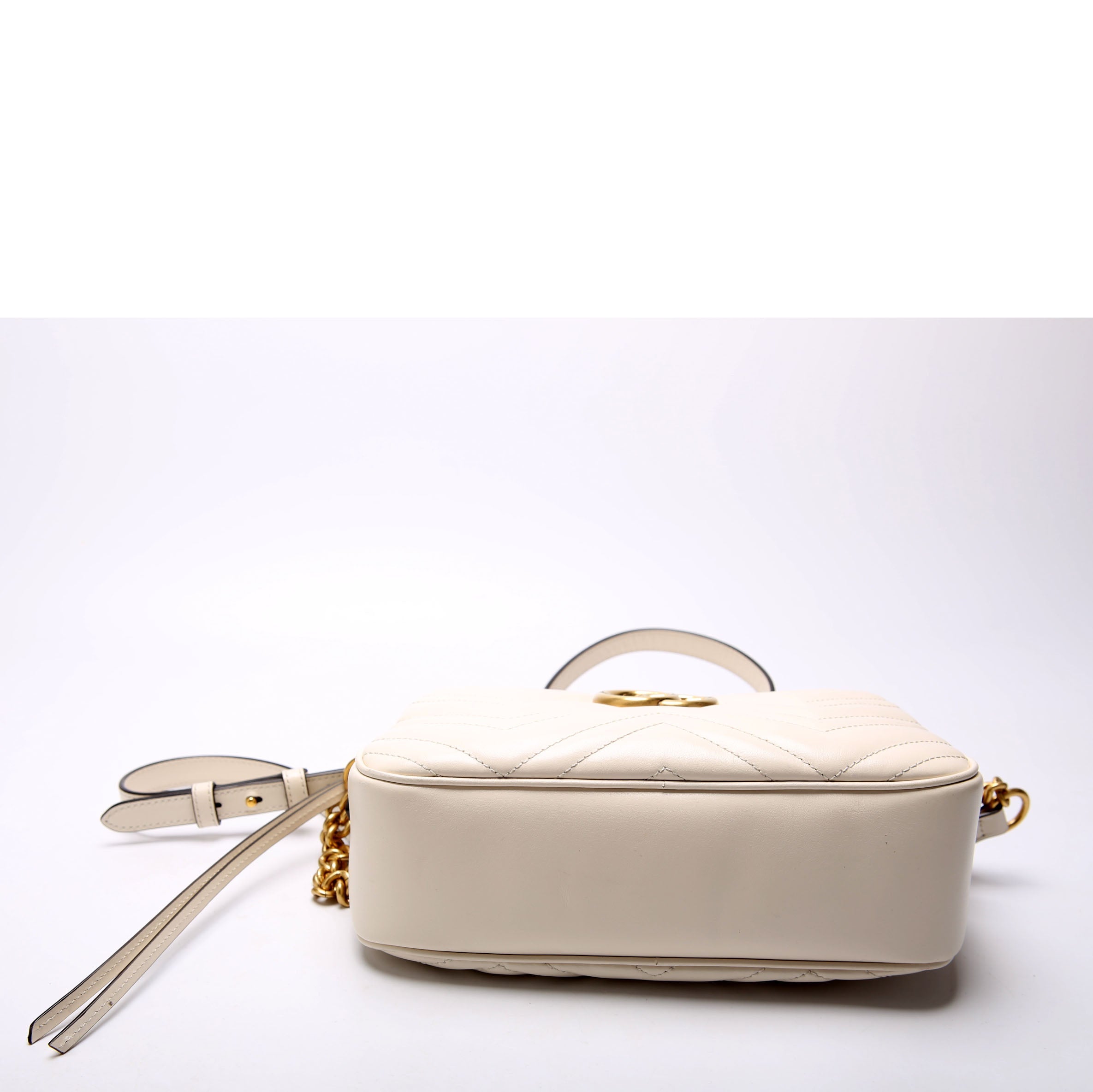 447632 Marmont Small Leather Camera White/Gold