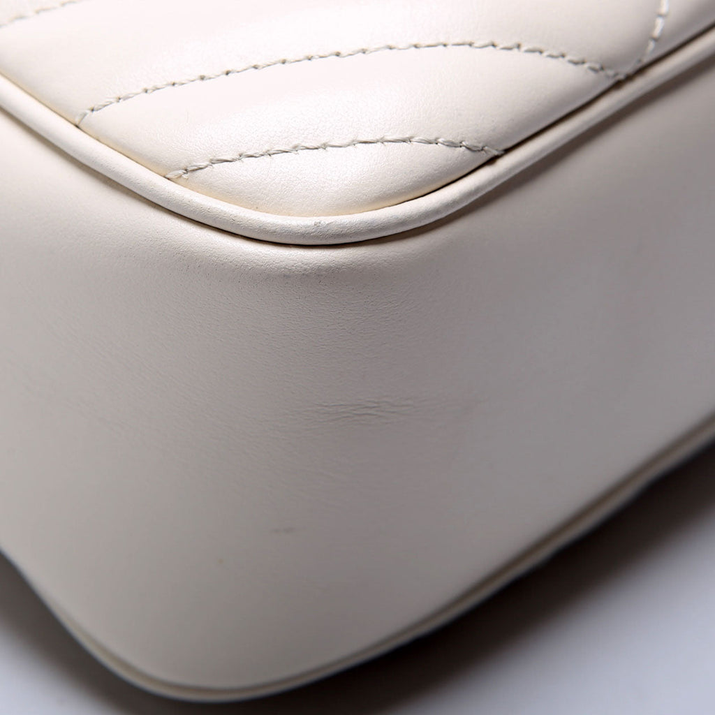 447632 Marmont Small Leather Camera White/Gold